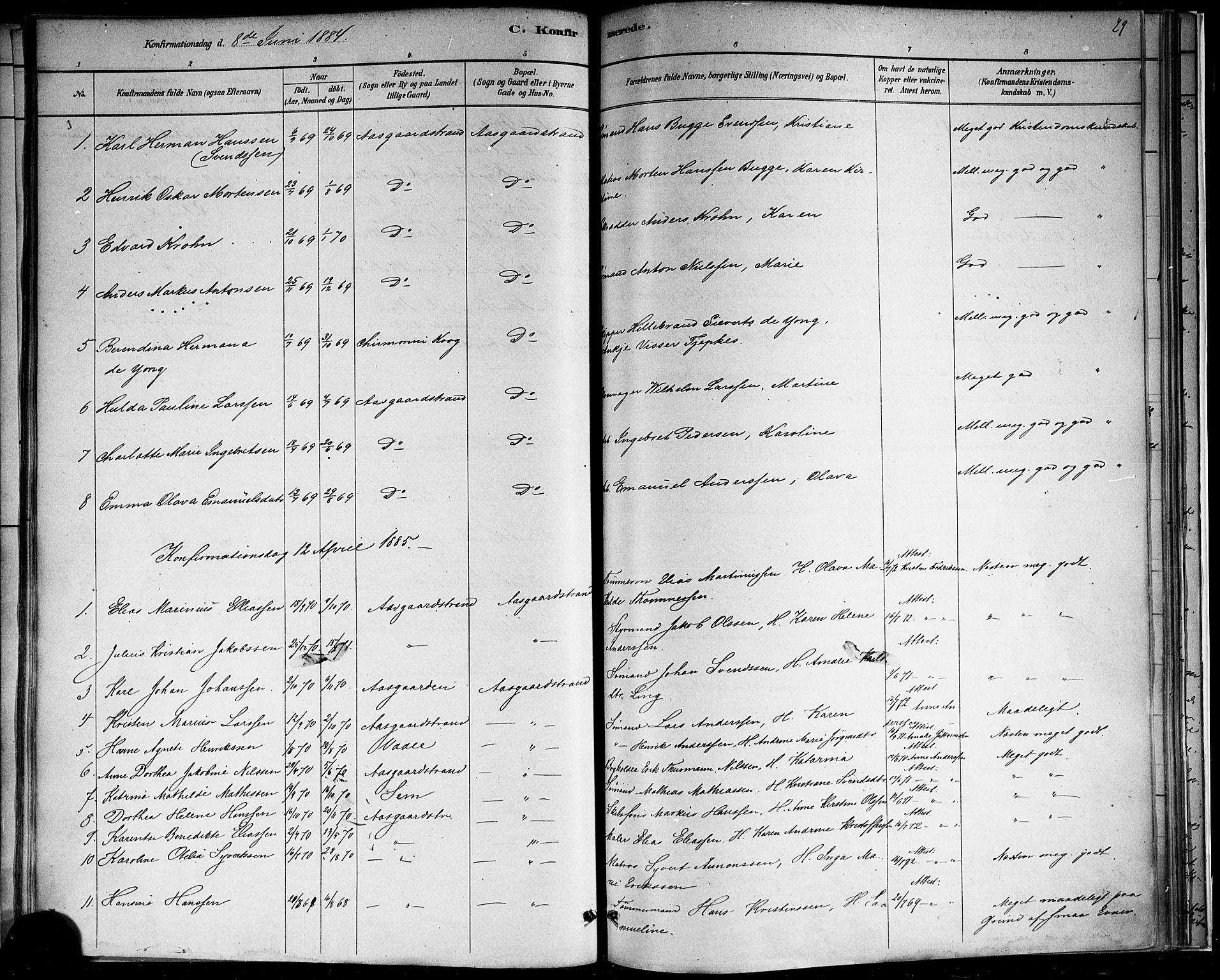 Borre kirkebøker, AV/SAKO-A-338/F/Fb/L0001: Parish register (official) no. II 1, 1878-1892, p. 29