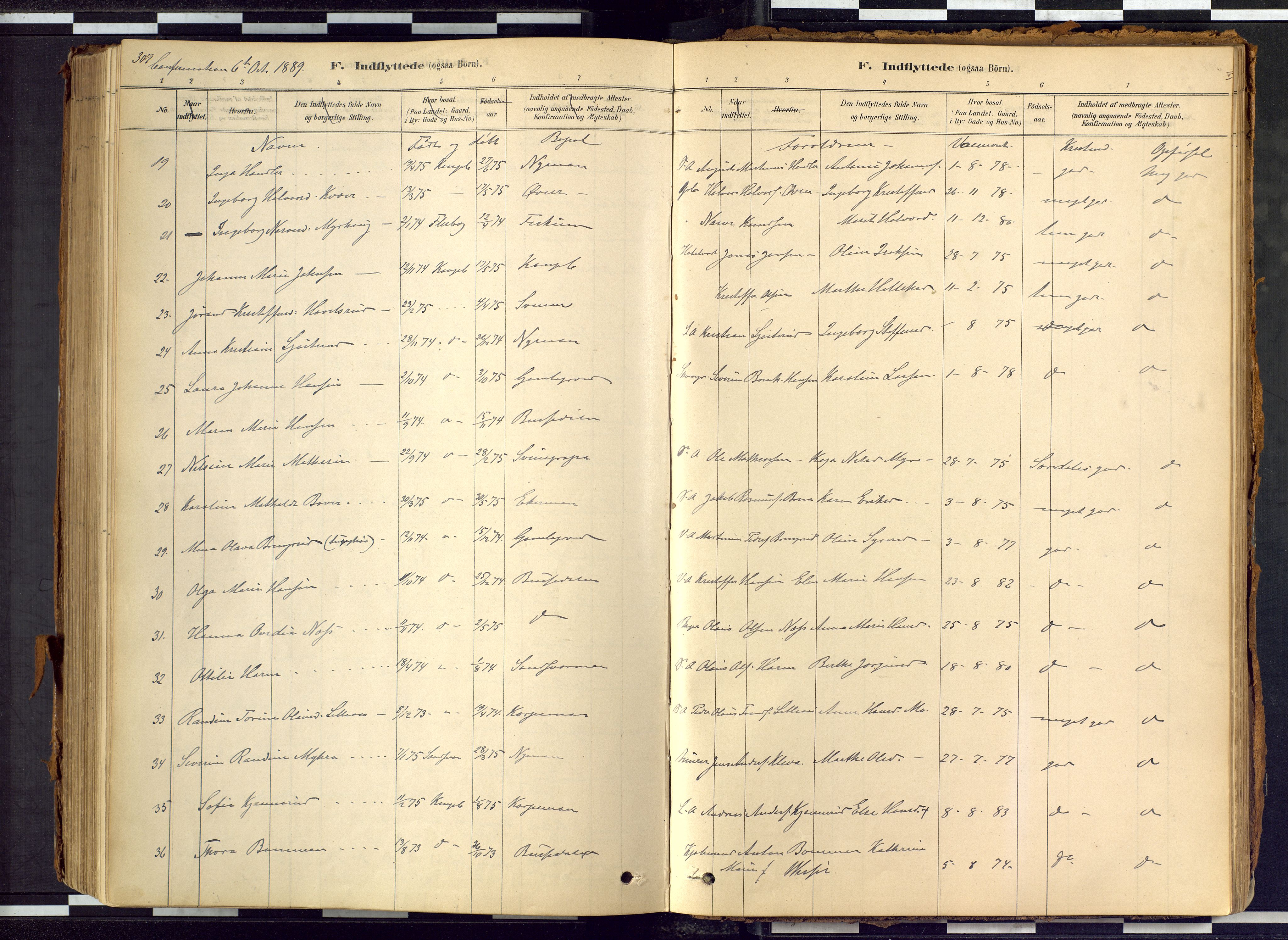 Kongsberg kirkebøker, AV/SAKO-A-22/G/Ga/L0005: Parish register (copy) no. 5, 1878-1889, p. 307