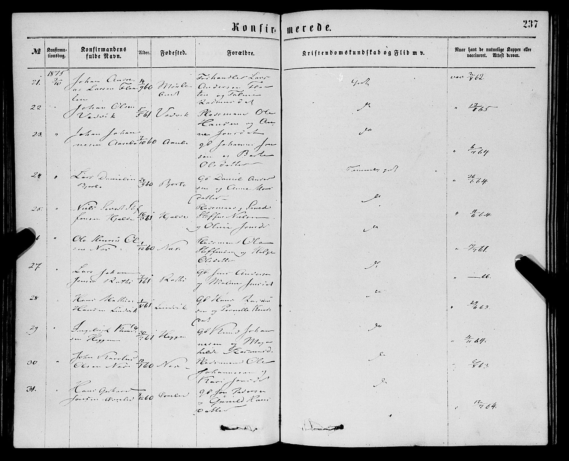 Eid sokneprestembete, AV/SAB-A-82301/H/Haa/Haaa/L0010: Parish register (official) no. A 10, 1867-1878, p. 237