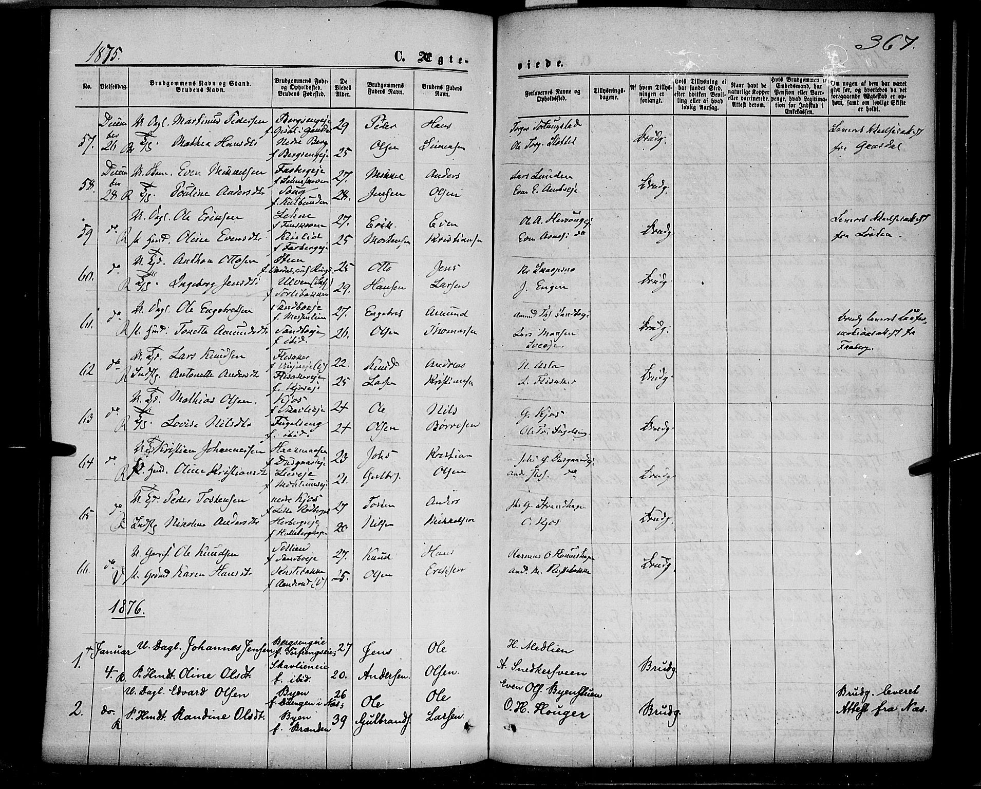 Ringsaker prestekontor, AV/SAH-PREST-014/K/Ka/L0011: Parish register (official) no. 11, 1870-1878, p. 367