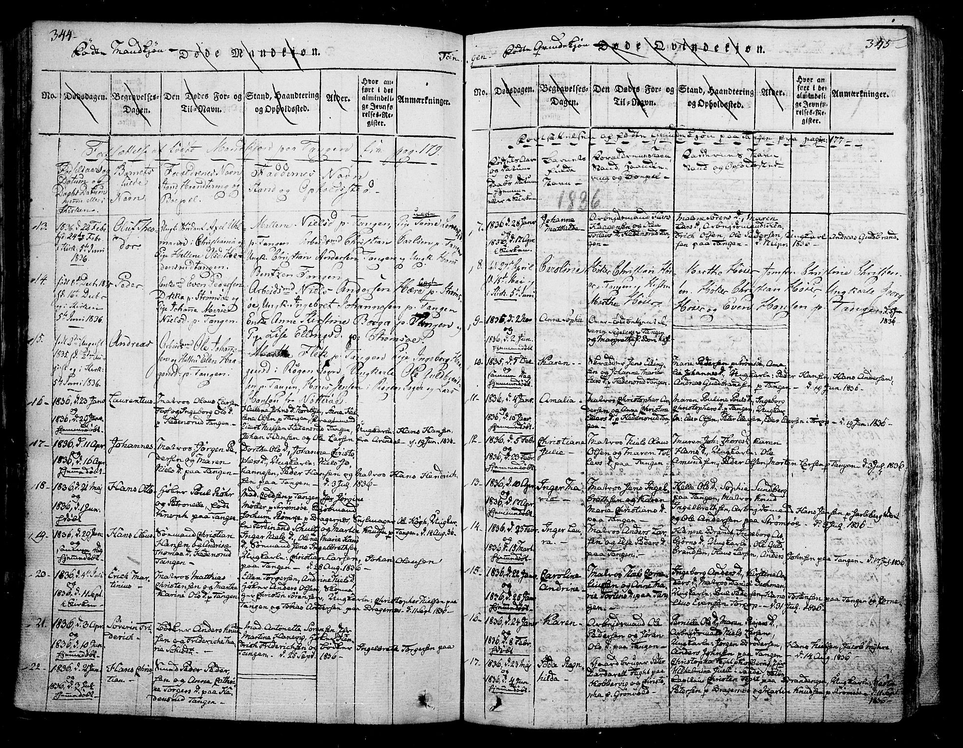 Skoger kirkebøker, AV/SAKO-A-59/F/Fa/L0002: Parish register (official) no. I 2 /2, 1814-1842, p. 344-345