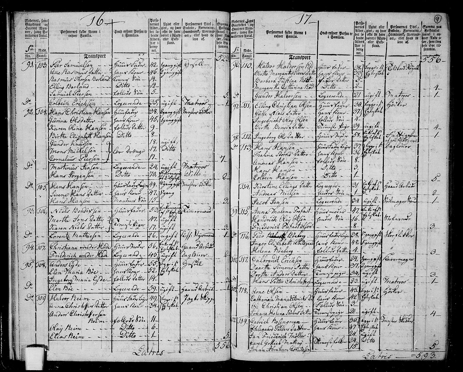 RA, 1801 census for 1301 Bergen, 1801, p. 8b-9a