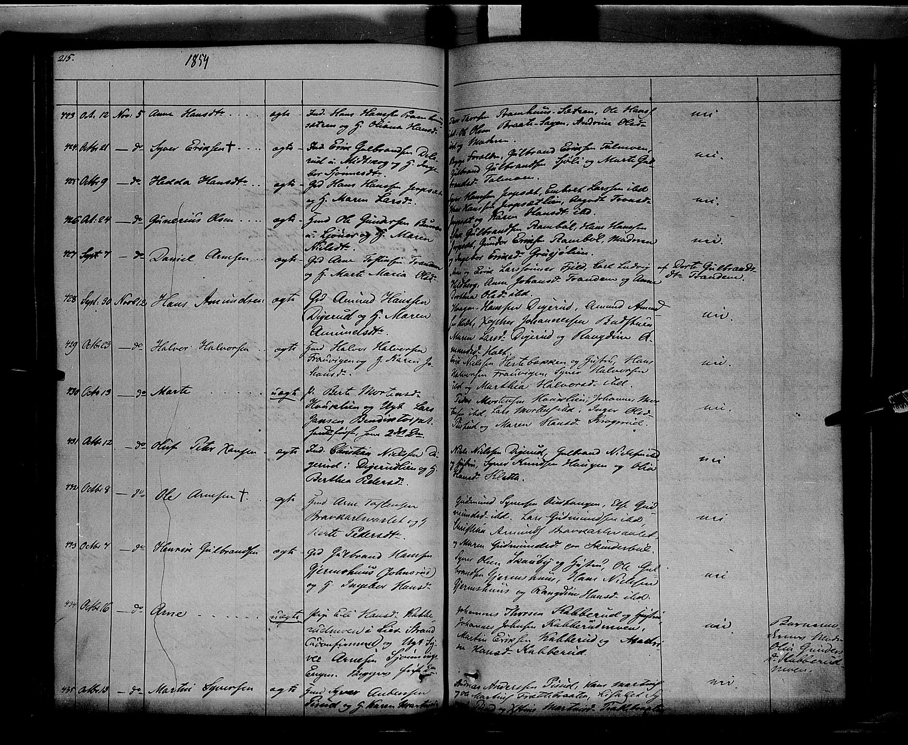 Vinger prestekontor, AV/SAH-PREST-024/H/Ha/Haa/L0009: Parish register (official) no. 9, 1847-1855, p. 215