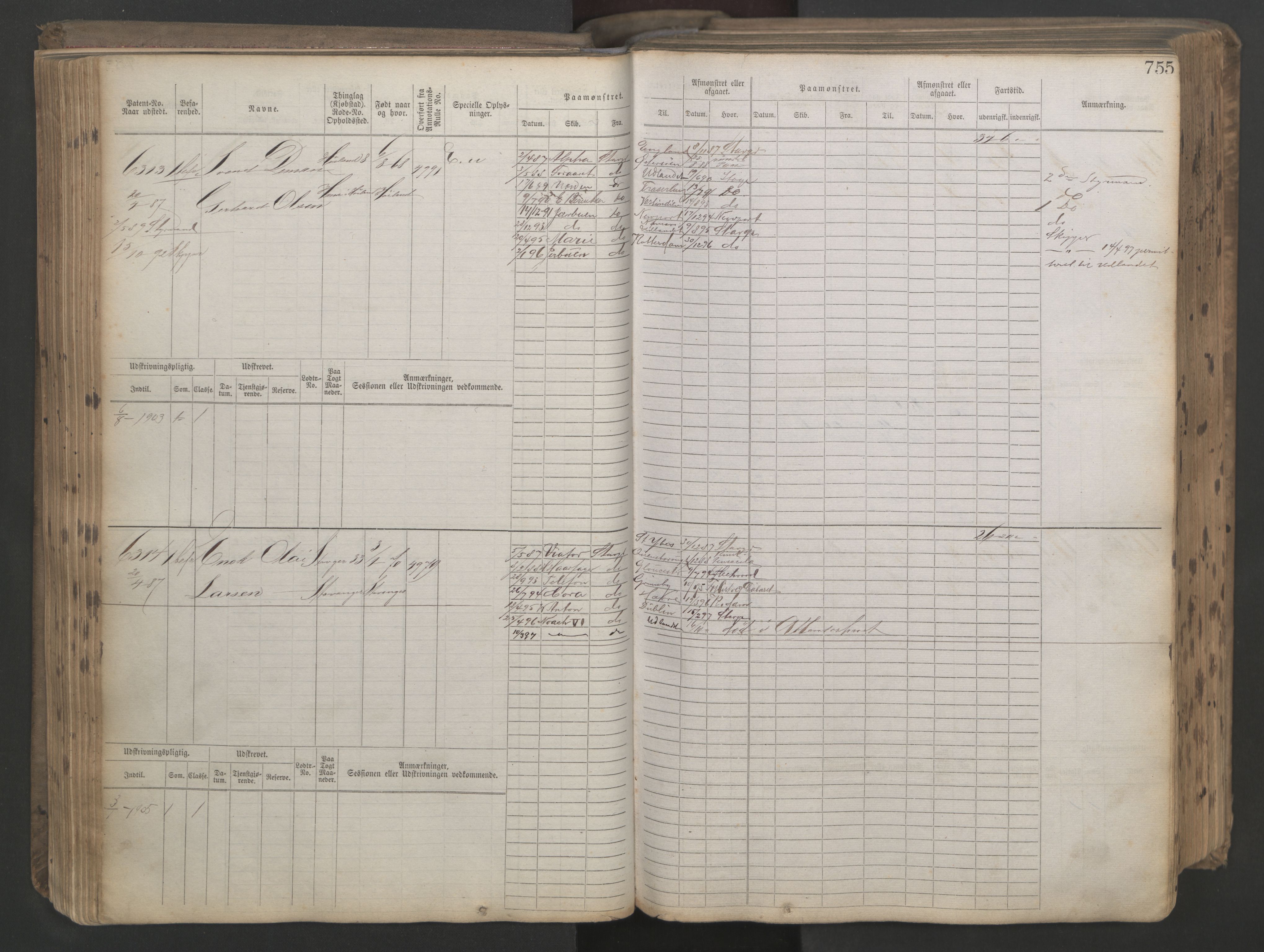 Stavanger sjømannskontor, AV/SAST-A-102006/F/Fb/Fbb/L0021: Sjøfartshovedrulle patnentnr. 6005-7204 (dublett), 1887, p. 159