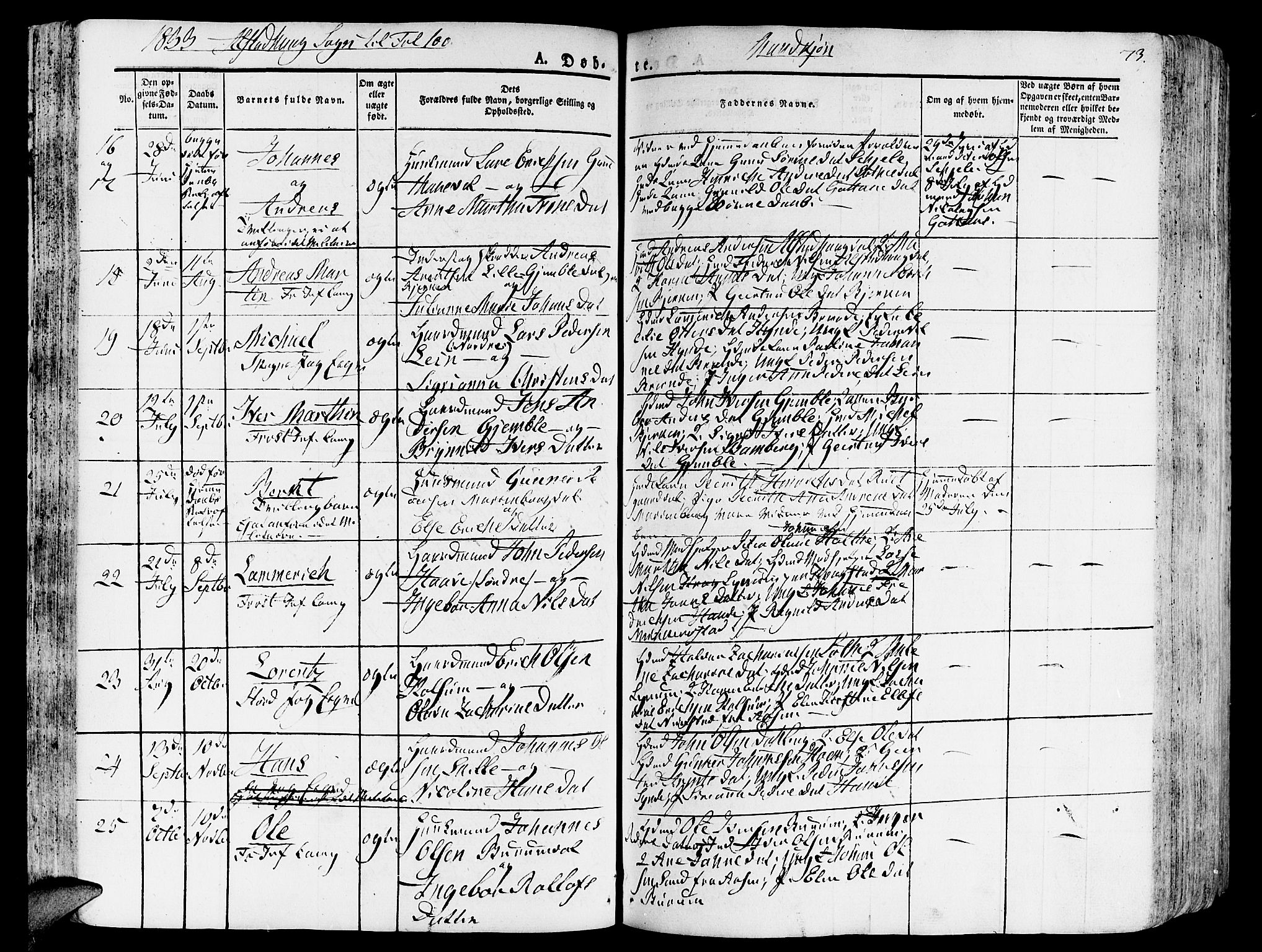 Ministerialprotokoller, klokkerbøker og fødselsregistre - Nord-Trøndelag, SAT/A-1458/717/L0152: Parish register (official) no. 717A05 /1, 1825-1836, p. 73