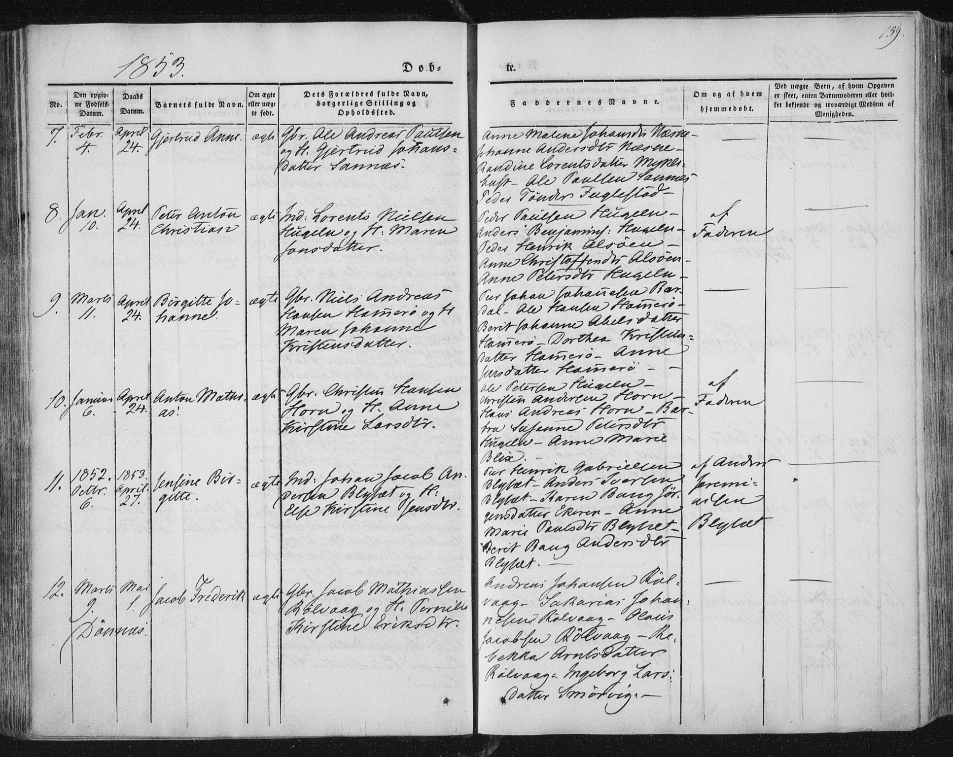 Ministerialprotokoller, klokkerbøker og fødselsregistre - Nordland, AV/SAT-A-1459/838/L0549: Parish register (official) no. 838A07, 1840-1854, p. 159