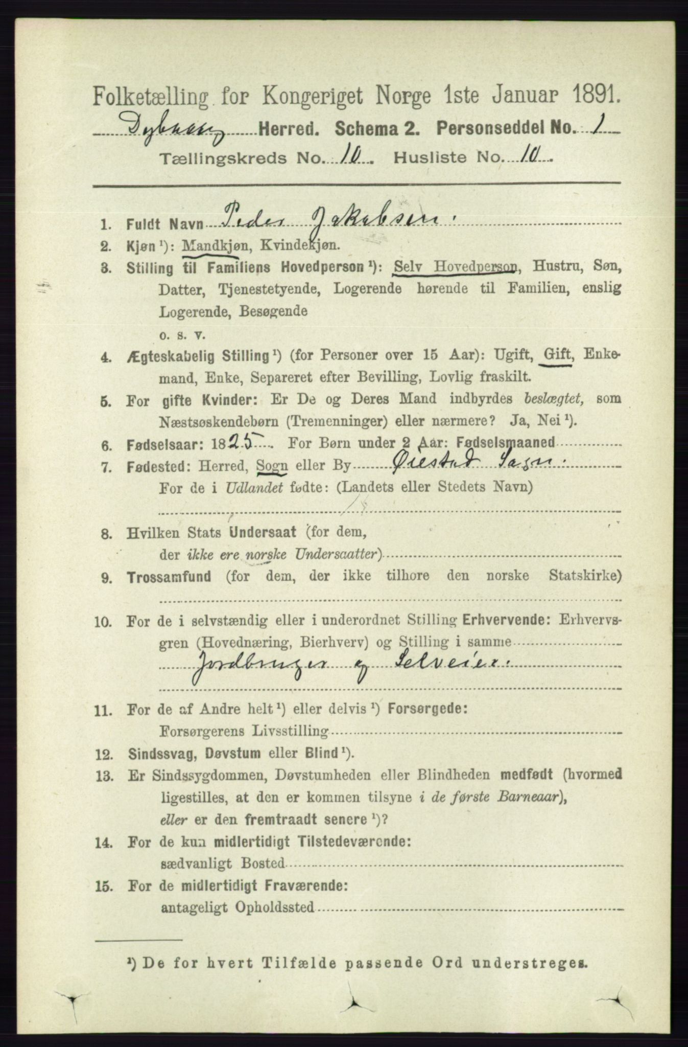 RA, 1891 census for 0915 Dypvåg, 1891, p. 3762