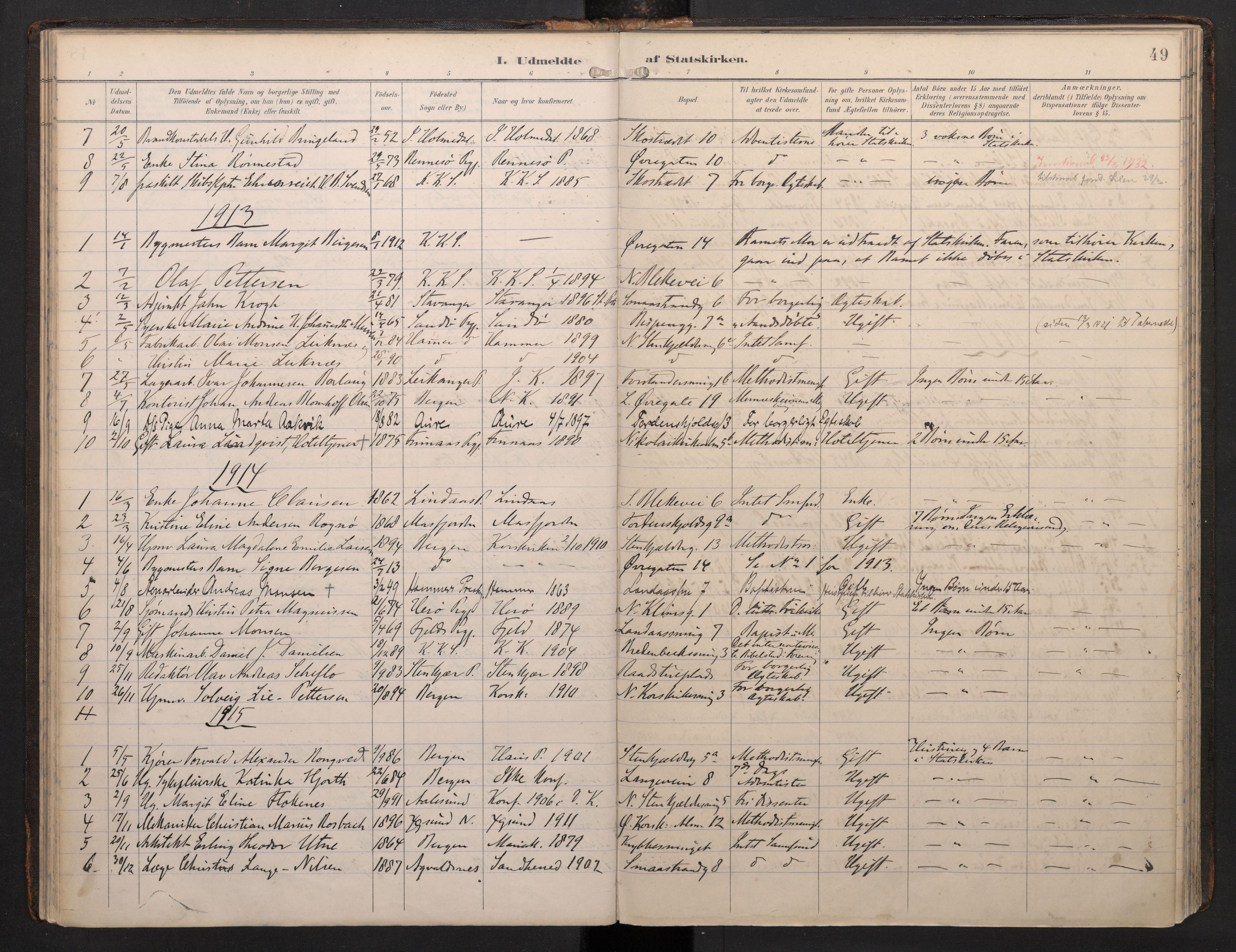 Korskirken sokneprestembete, SAB/A-76101/H/Haa/L0053: Parish register (official) no. G 3, 1892-1988, p. 48b-49a