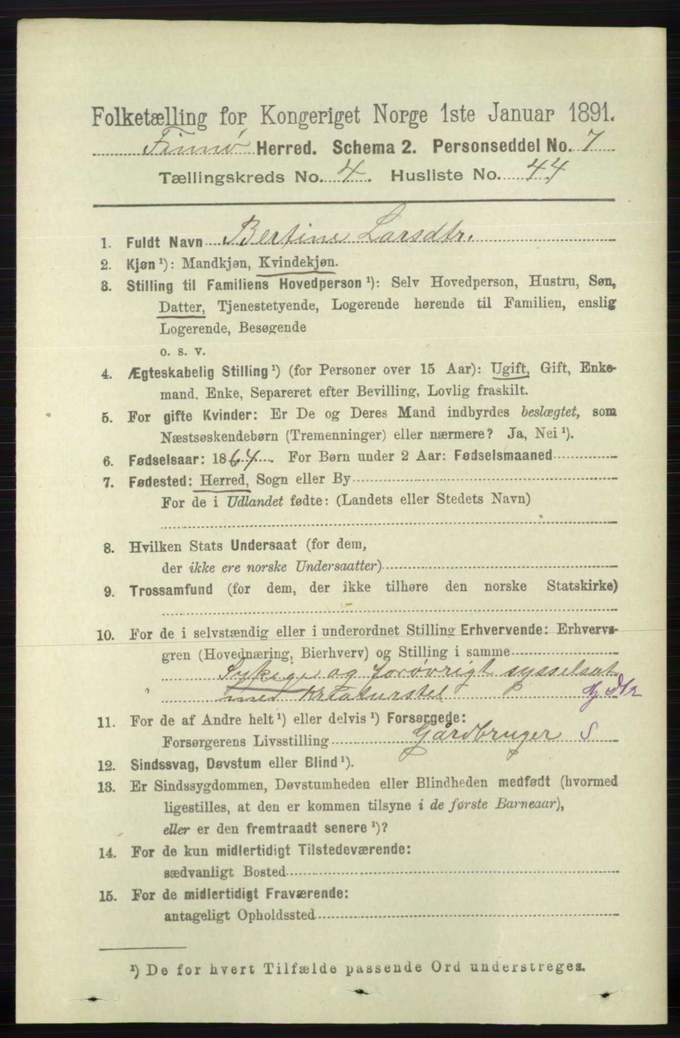 RA, 1891 census for 1141 Finnøy, 1891, p. 1072