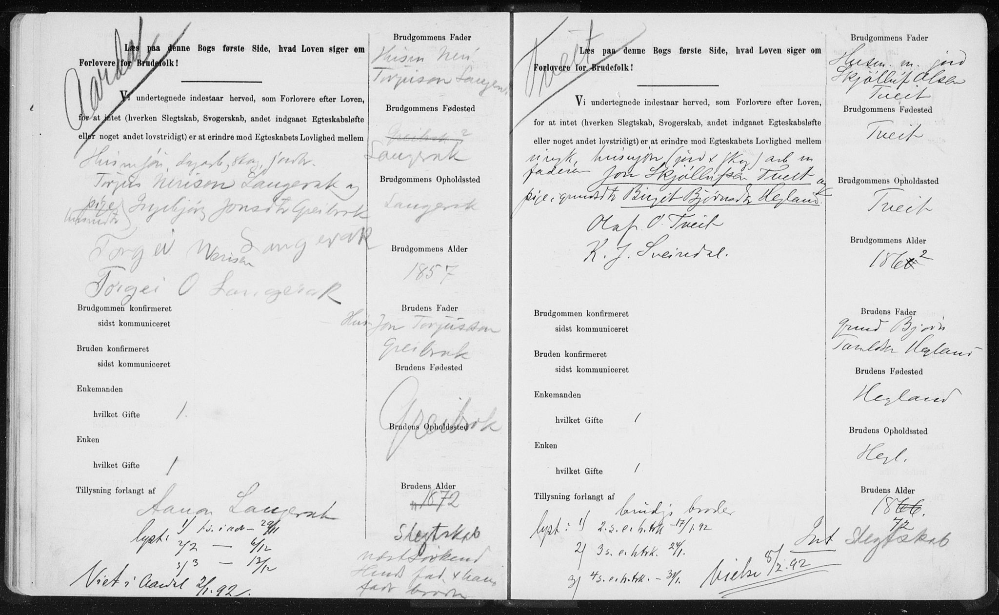 Bygland sokneprestkontor, SAK/1111-0006/F/Fe/L0001: Banns register no. II.5.1, 1887-1908