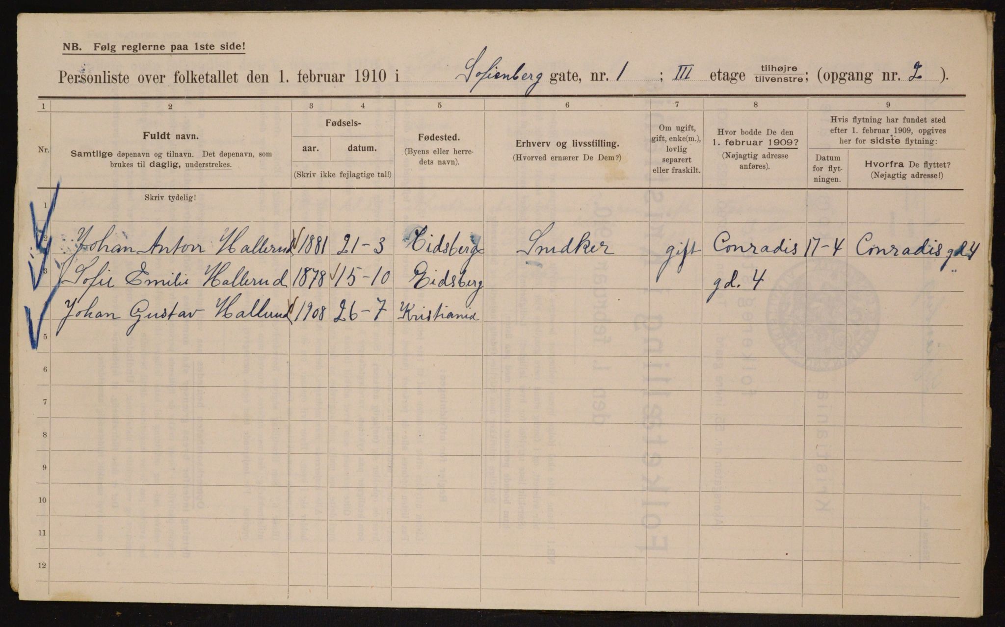 OBA, Municipal Census 1910 for Kristiania, 1910, p. 93528