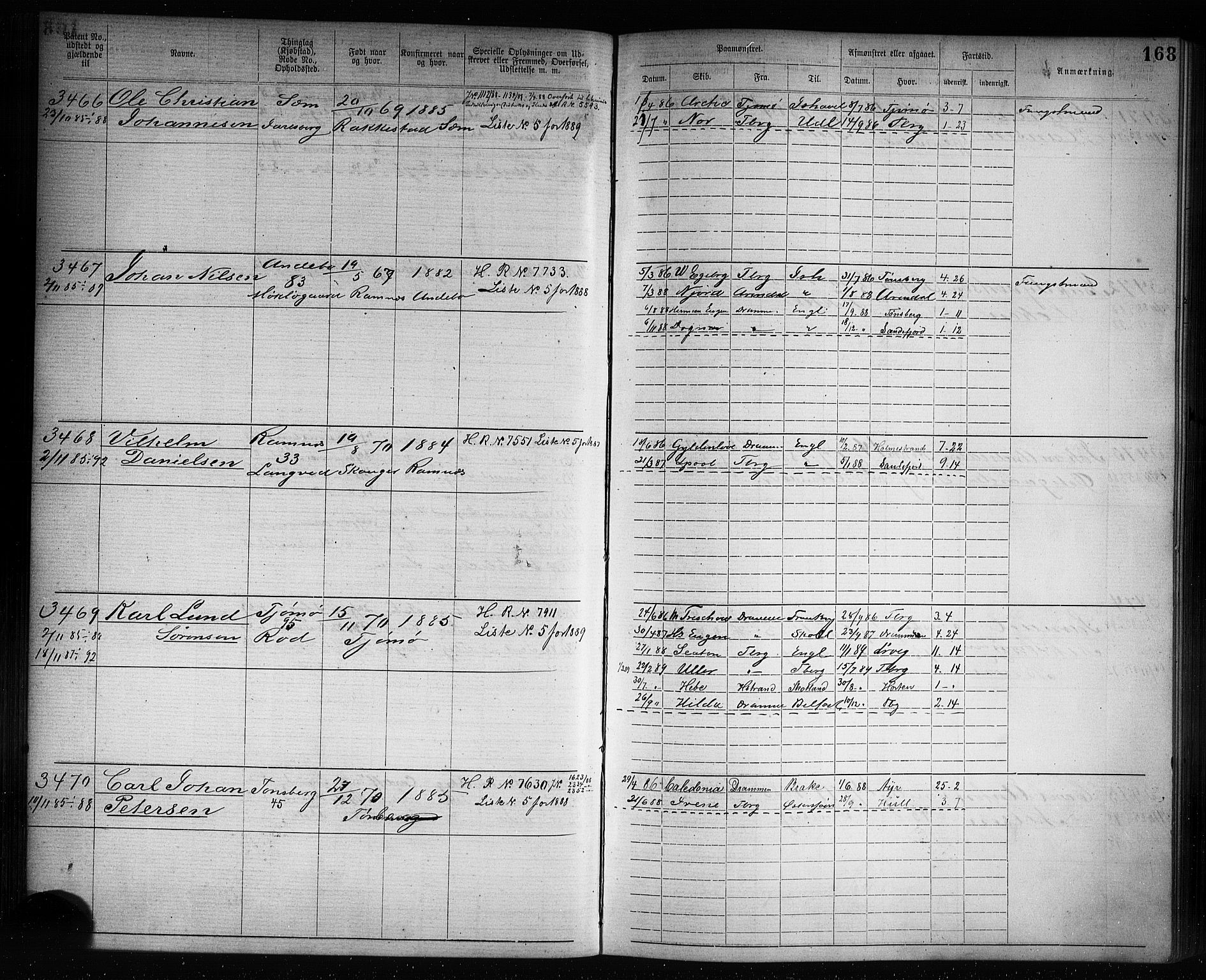 Tønsberg innrulleringskontor, AV/SAKO-A-786/F/Fb/L0007: Annotasjonsrulle Patent nr. 2636-5150, 1881-1892, p. 169