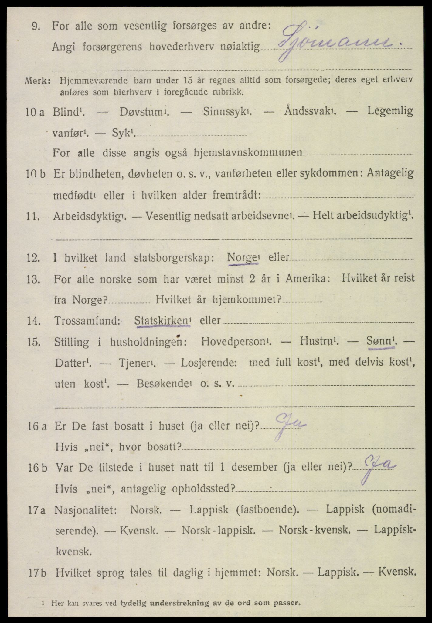 SAT, 1920 census for Leksvik, 1920, p. 5411