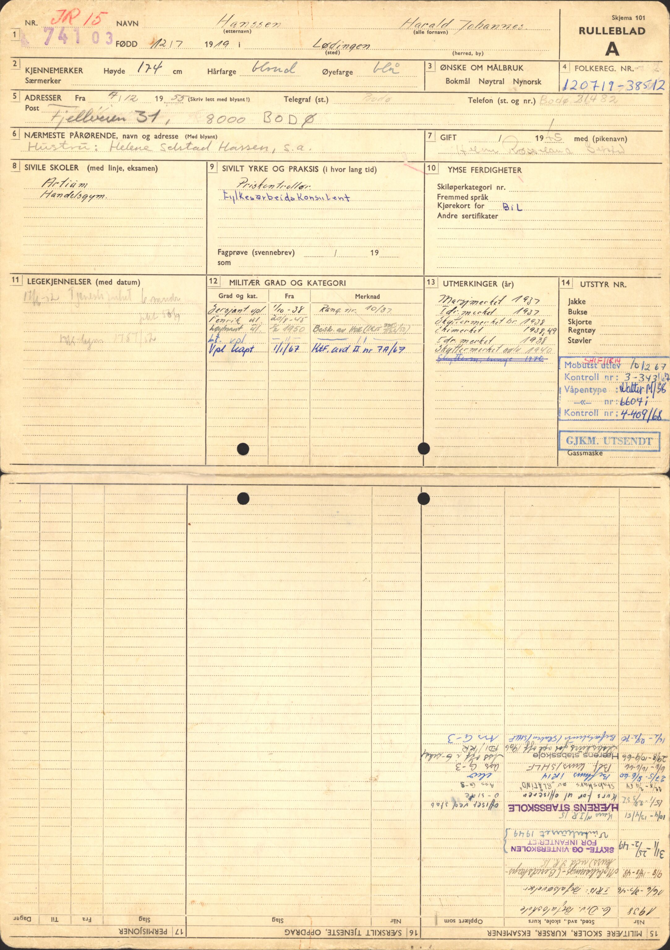 Forsvaret, Sør-Hålogaland landforsvar, AV/RA-RAFA-2552/P/Pa/L0303: Personellmapper for slettet personell, yrkesbefal og vernepliktig befal, født 1917-1920, 1936-1980, p. 476