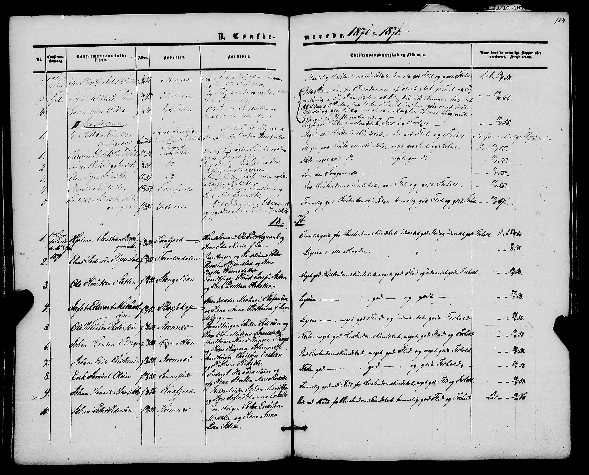 Alta sokneprestkontor, SATØ/S-1338/H/Ha/L0001.kirke: Parish register (official) no. 1, 1858-1878, p. 104