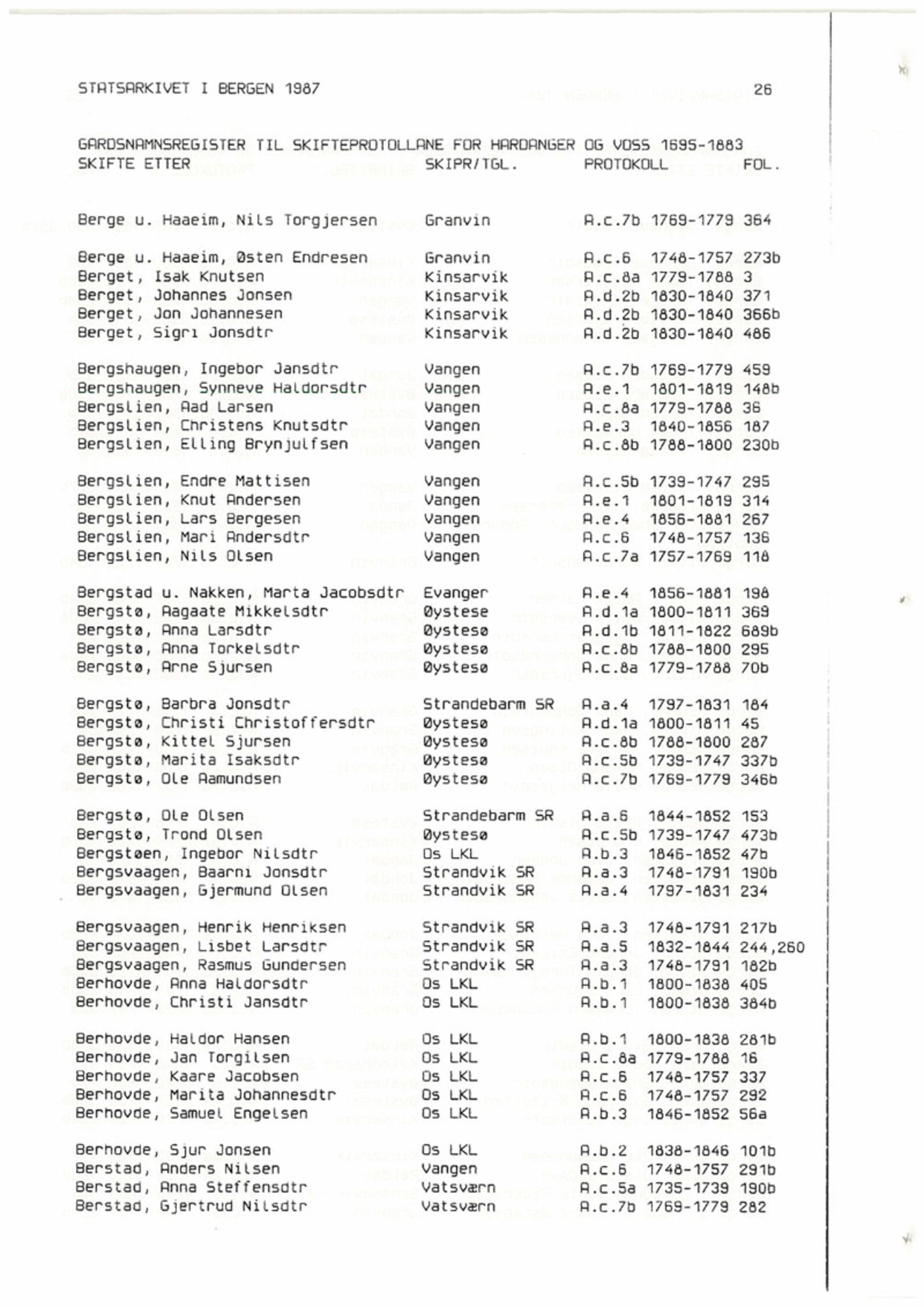 Hardanger og Voss sorenskriveri, AV/SAB-A-2501/4, 1695-1883, p. 1026