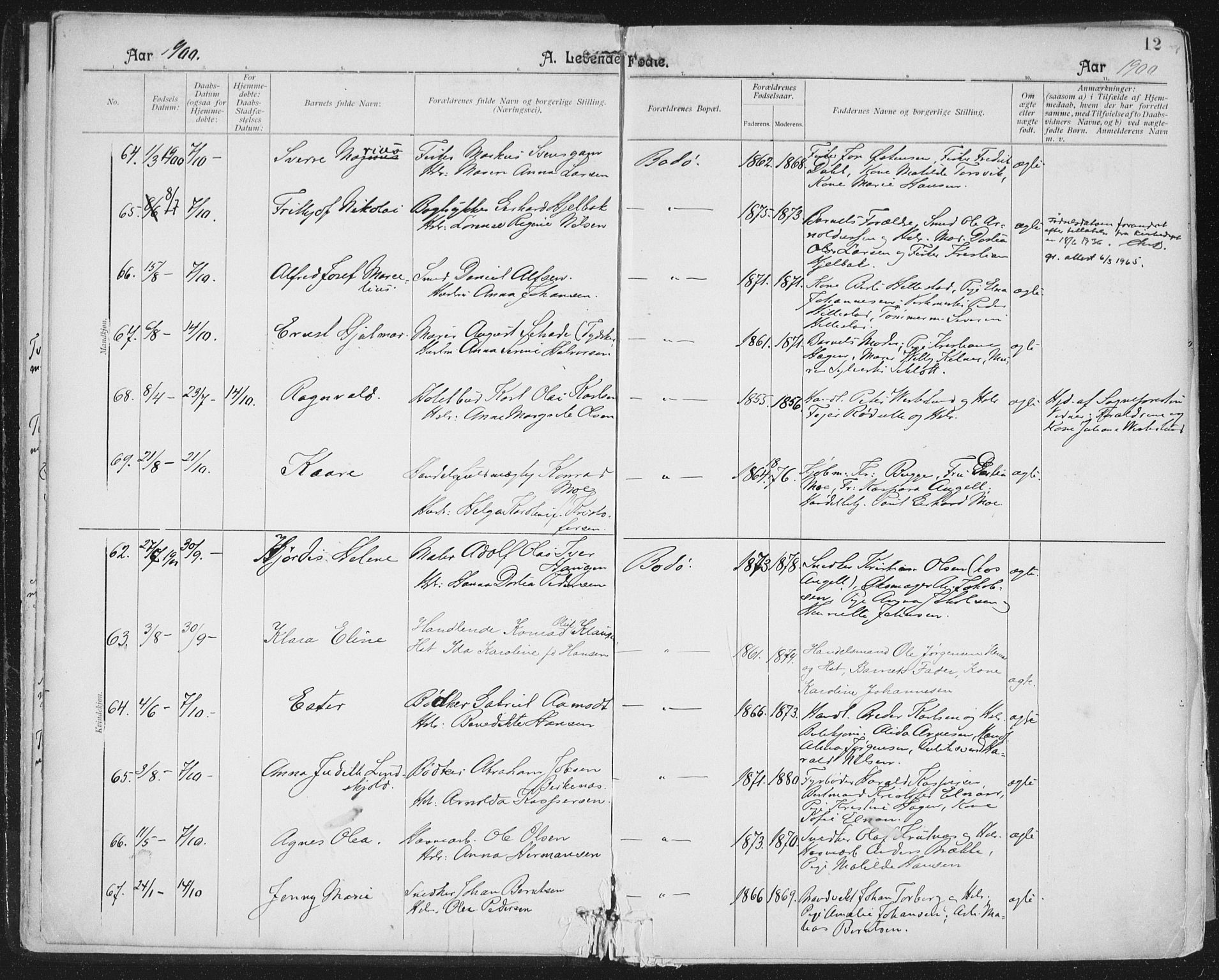Ministerialprotokoller, klokkerbøker og fødselsregistre - Nordland, AV/SAT-A-1459/801/L0011: Parish register (official) no. 801A11, 1900-1916, p. 12