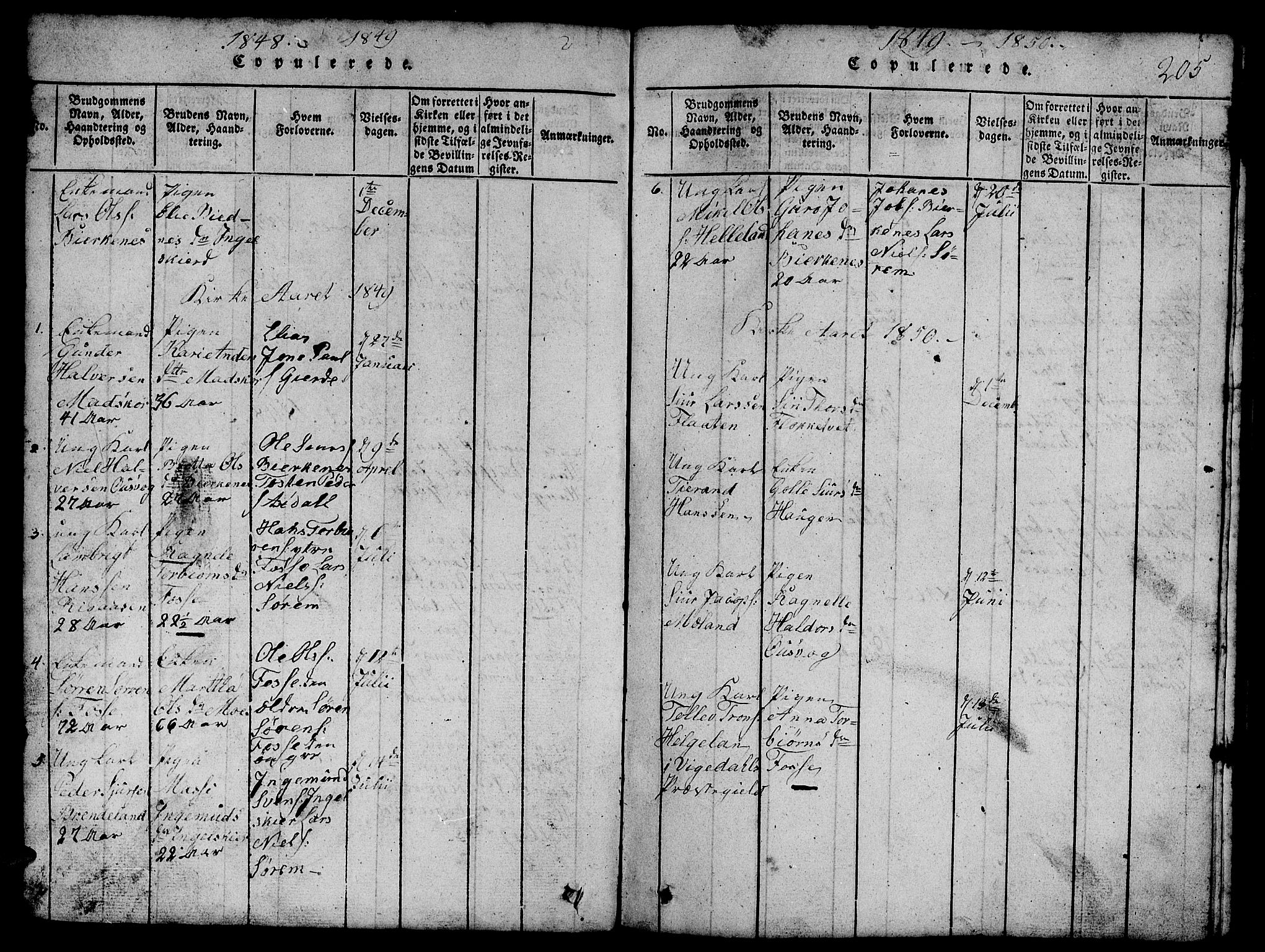 Etne sokneprestembete, SAB/A-75001/H/Hab: Parish register (copy) no. B 1, 1815-1850, p. 205