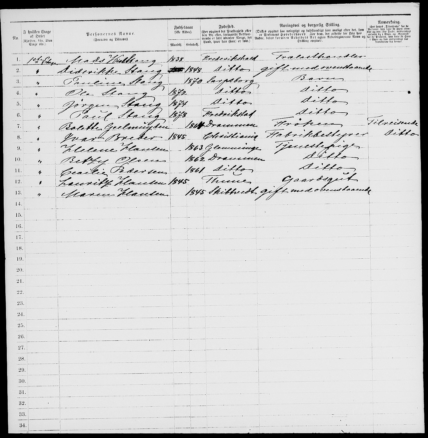 RA, 1885 census for 0103 Fredrikstad, 1885, p. 1355