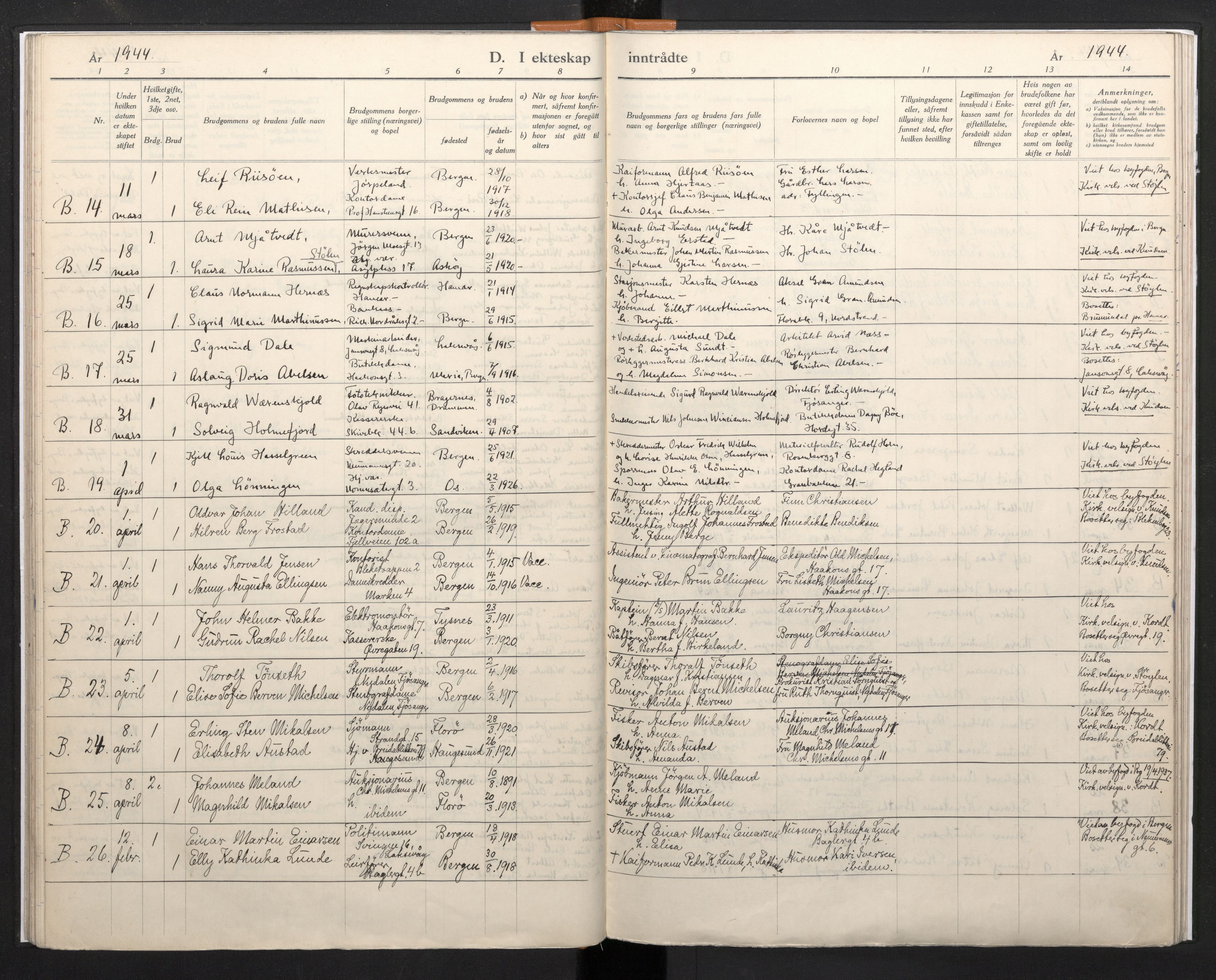 Domkirken sokneprestembete, SAB/A-74801/H/Haa/L0017: Parish register (official) no. A 16, 1944-1945