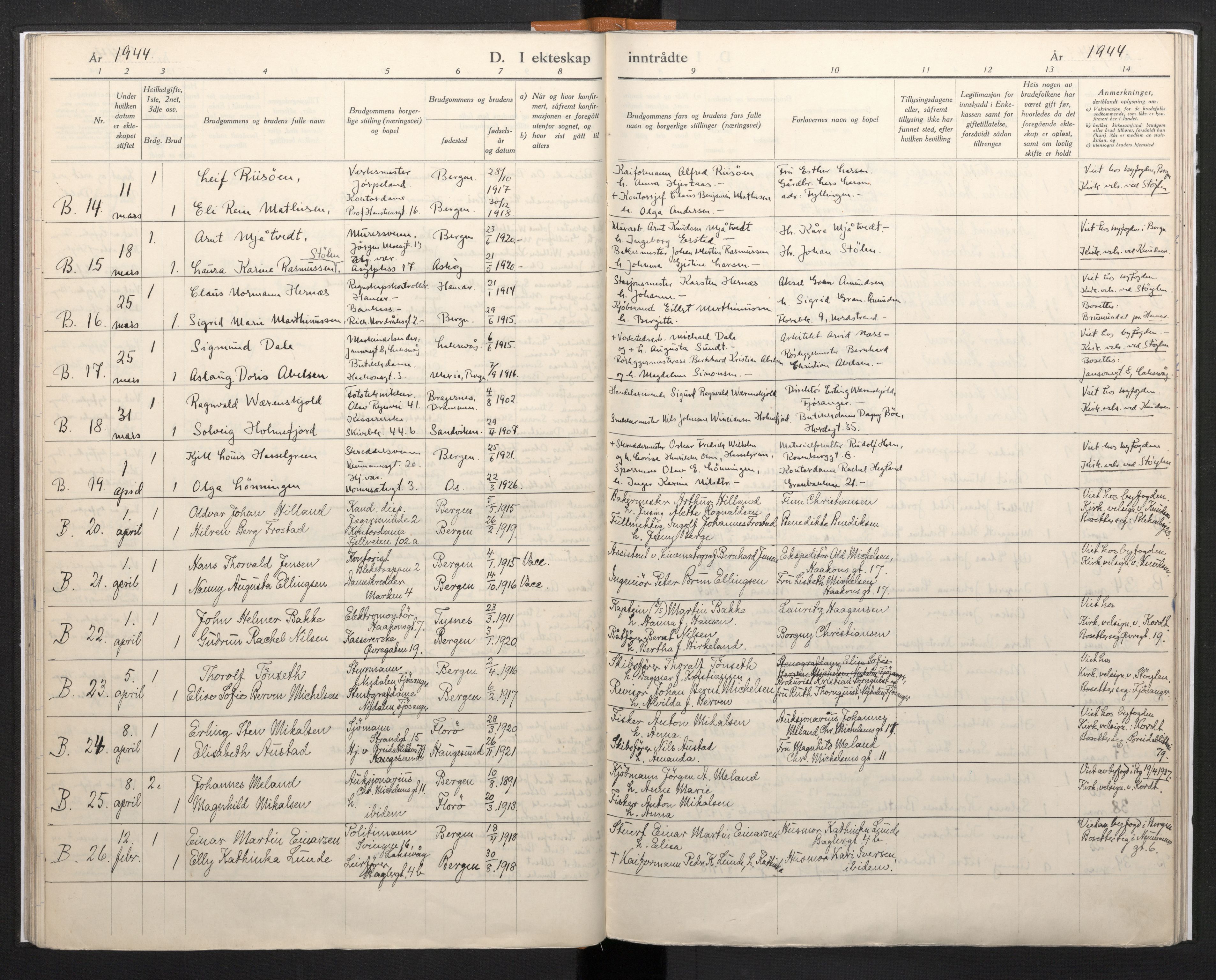 Domkirken sokneprestembete, AV/SAB-A-74801/H/Haa/L0017: Parish register (official) no. A 16, 1944-1945