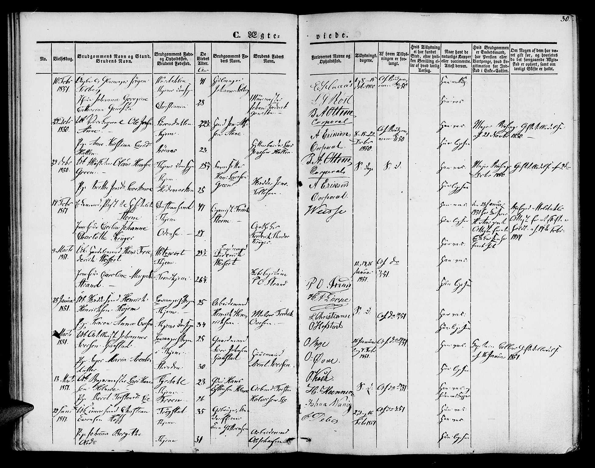 Ministerialprotokoller, klokkerbøker og fødselsregistre - Sør-Trøndelag, SAT/A-1456/602/L0111: Parish register (official) no. 602A09, 1844-1867, p. 30