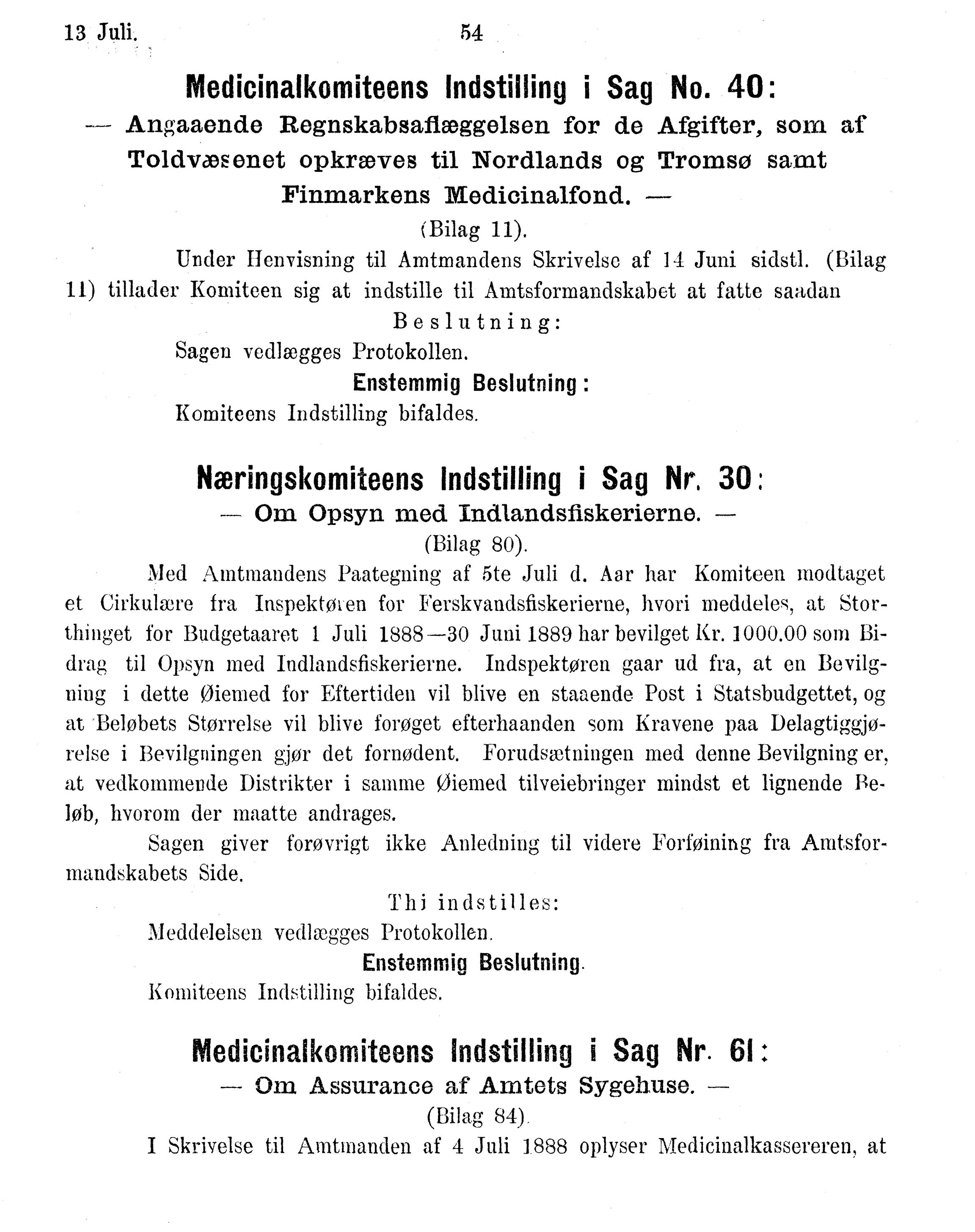 Nordland Fylkeskommune. Fylkestinget, AIN/NFK-17/176/A/Ac/L0015: Fylkestingsforhandlinger 1886-1890, 1886-1890