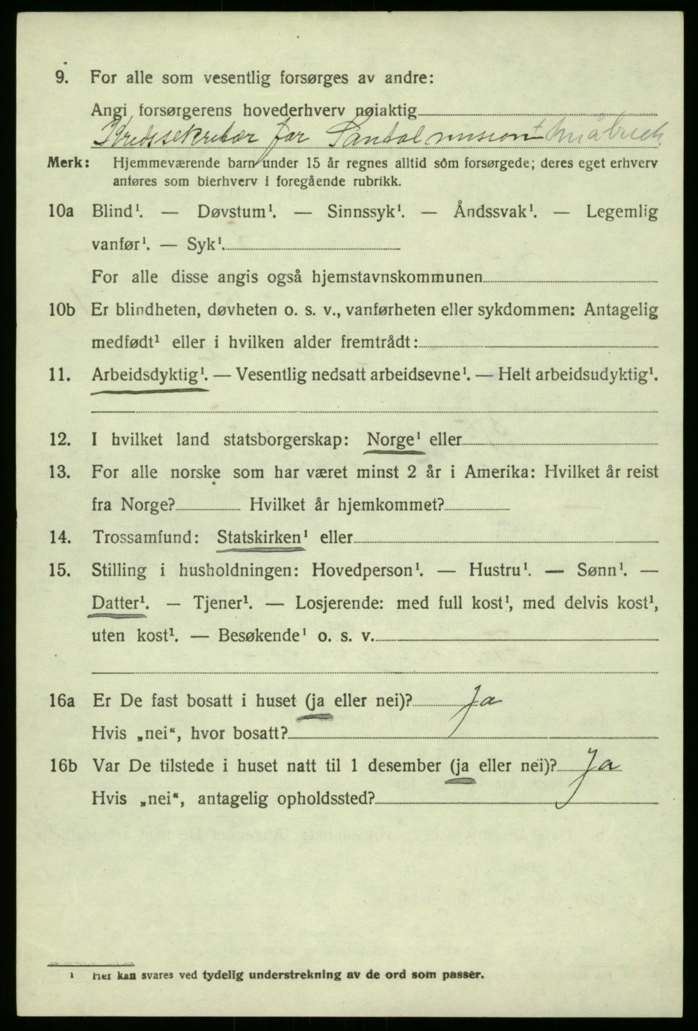 SAB, 1920 census for Bruvik, 1920, p. 4899