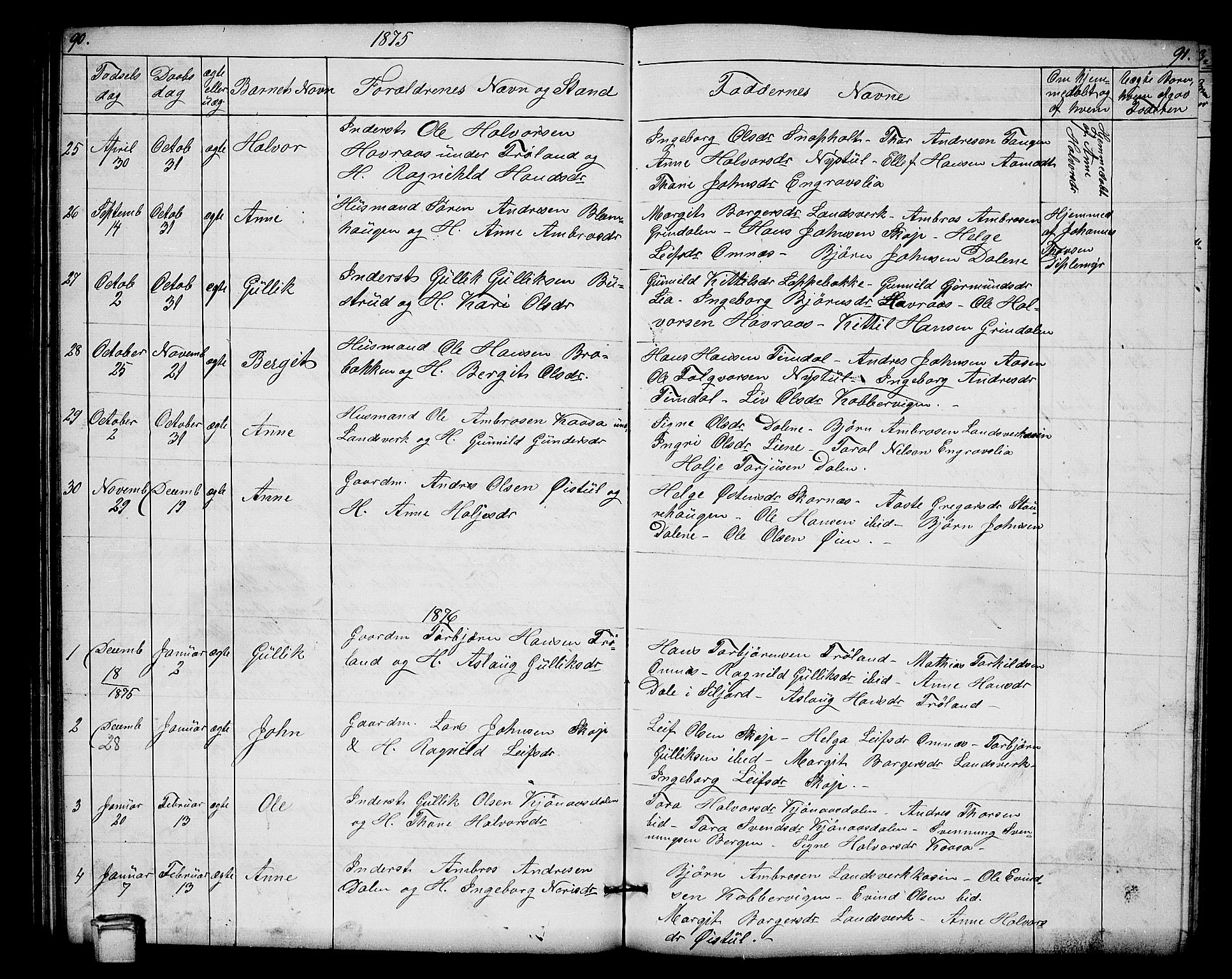 Hjartdal kirkebøker, AV/SAKO-A-270/G/Gb/L0002: Parish register (copy) no. II 2, 1854-1884, p. 90-91