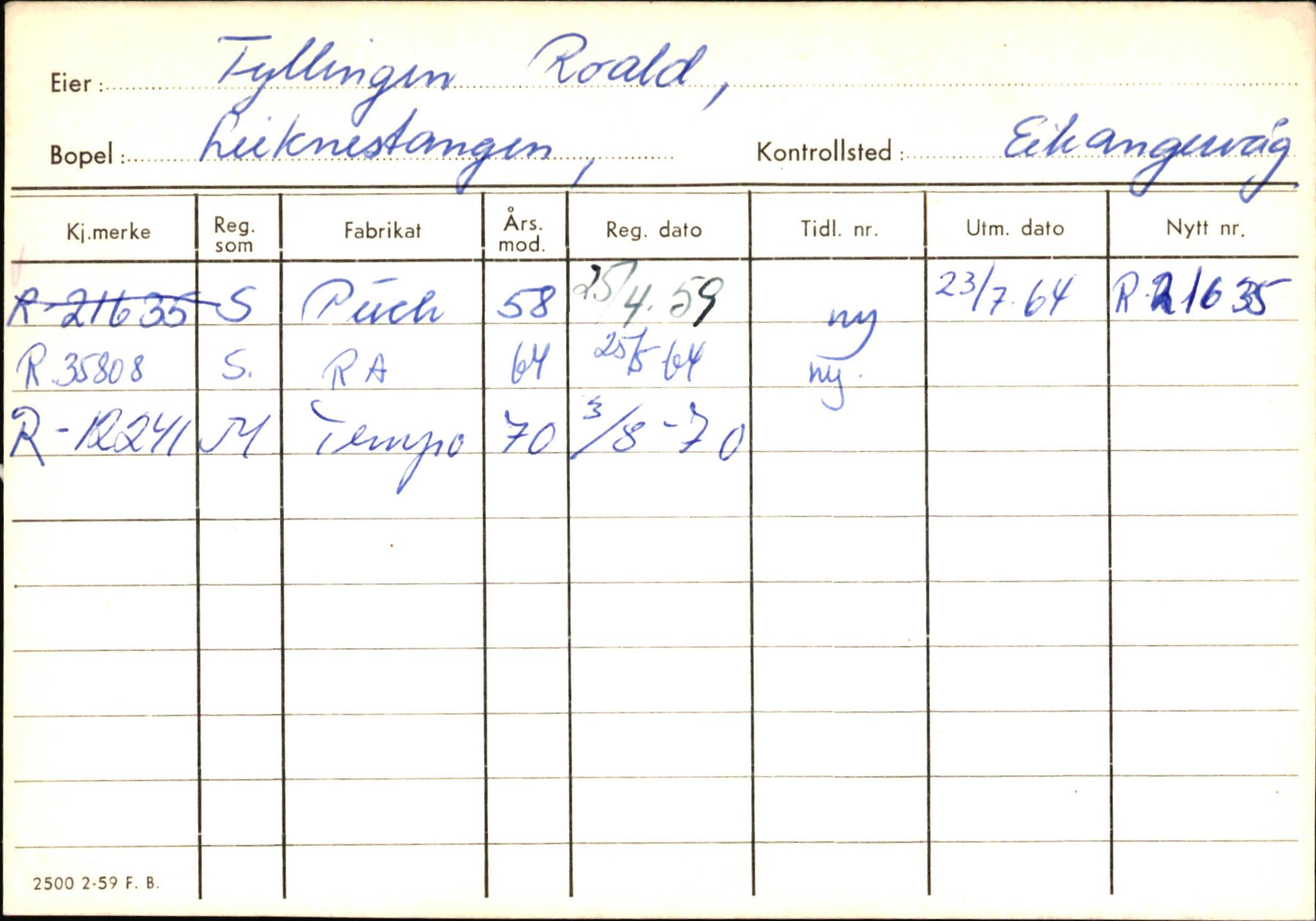 Statens vegvesen, Hordaland vegkontor, AV/SAB-A-5201/2/Ha/L0015: R-eierkort F-G, 1920-1971, p. 95