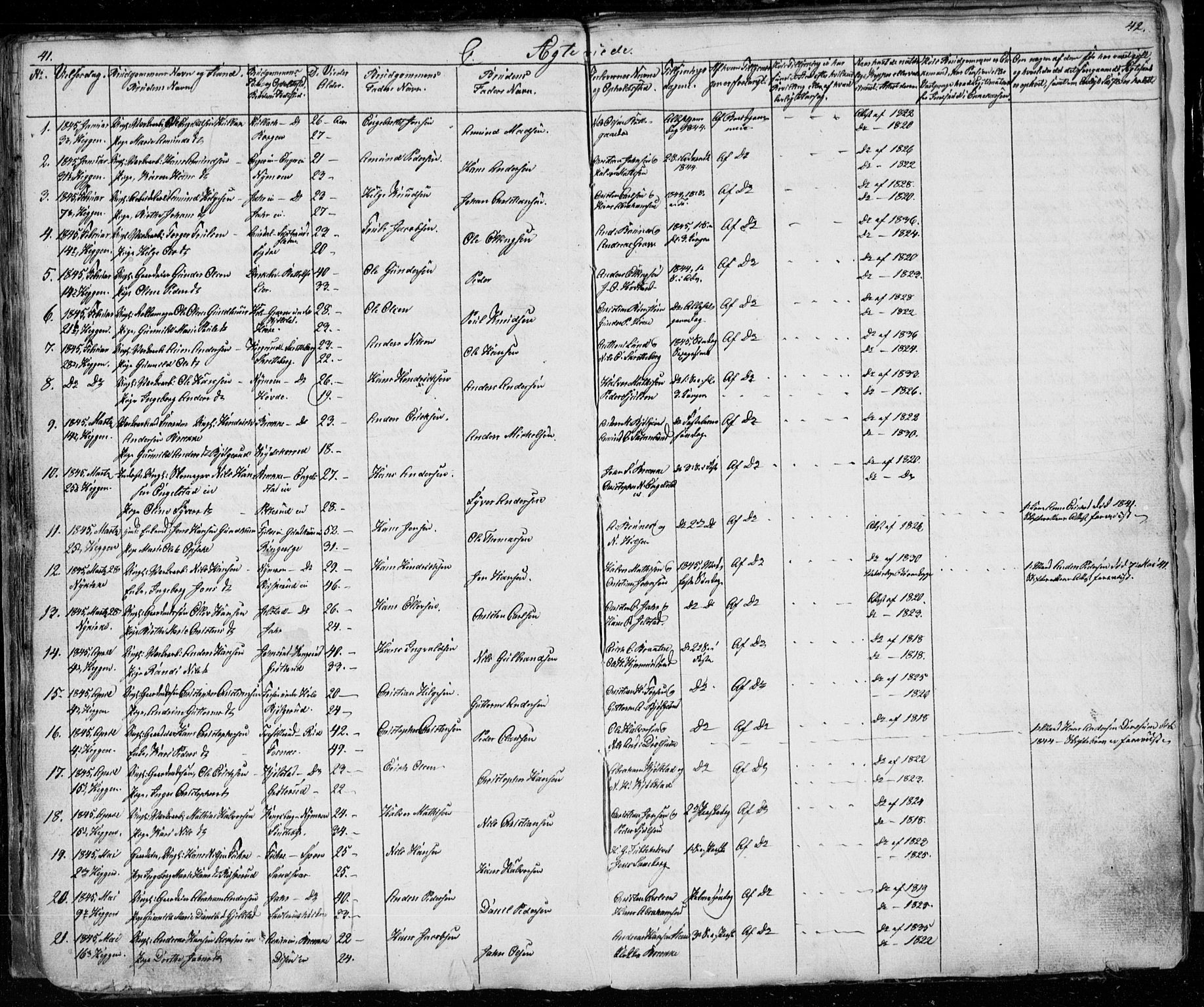 Modum kirkebøker, AV/SAKO-A-234/G/Ga/L0004: Parish register (copy) no. I 4, 1843-1846, p. 41-42