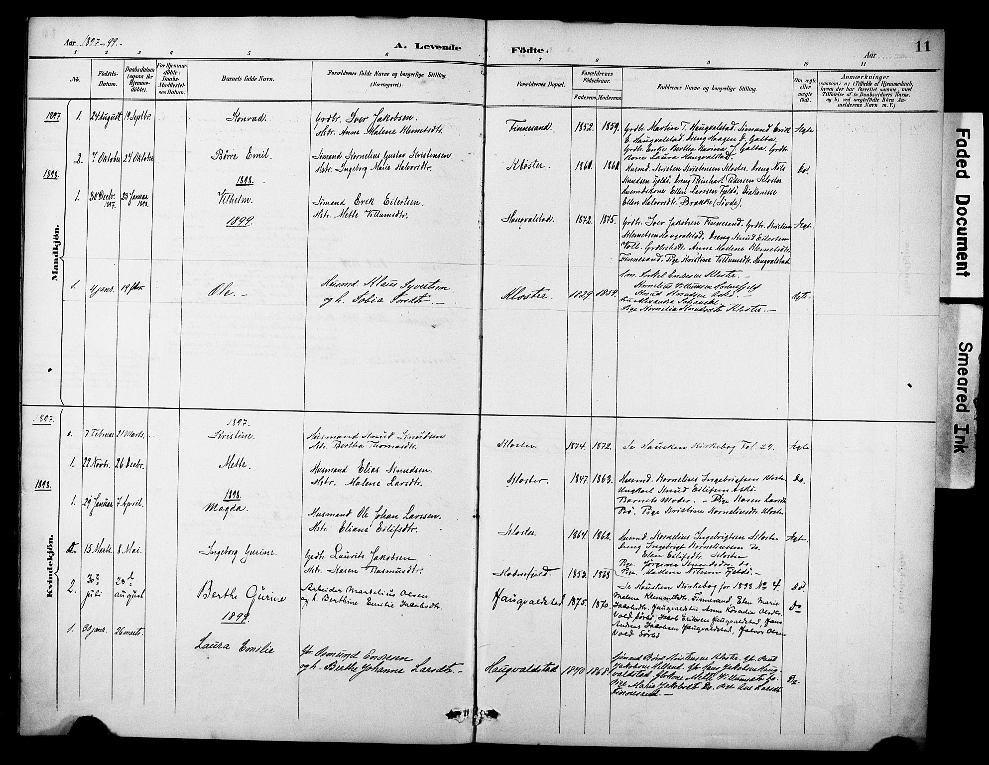Rennesøy sokneprestkontor, SAST/A -101827/H/Ha/Haa/L0014: Parish register (official) no. A 14, 1890-1908, p. 11