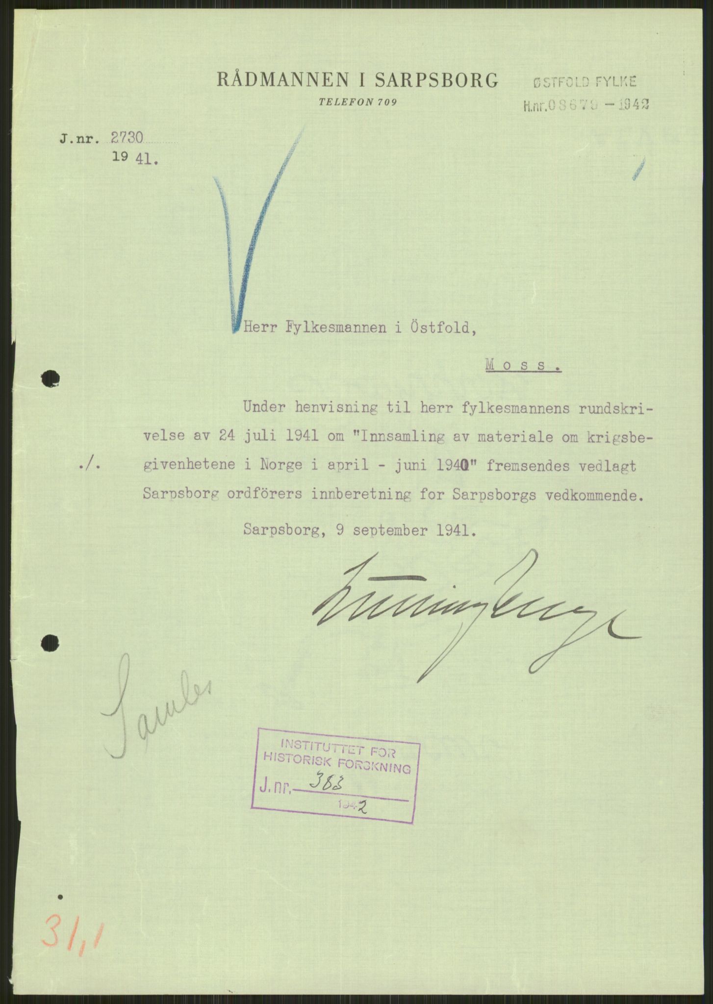 Forsvaret, Forsvarets krigshistoriske avdeling, AV/RA-RAFA-2017/Y/Ya/L0013: II-C-11-31 - Fylkesmenn.  Rapporter om krigsbegivenhetene 1940., 1940, p. 146