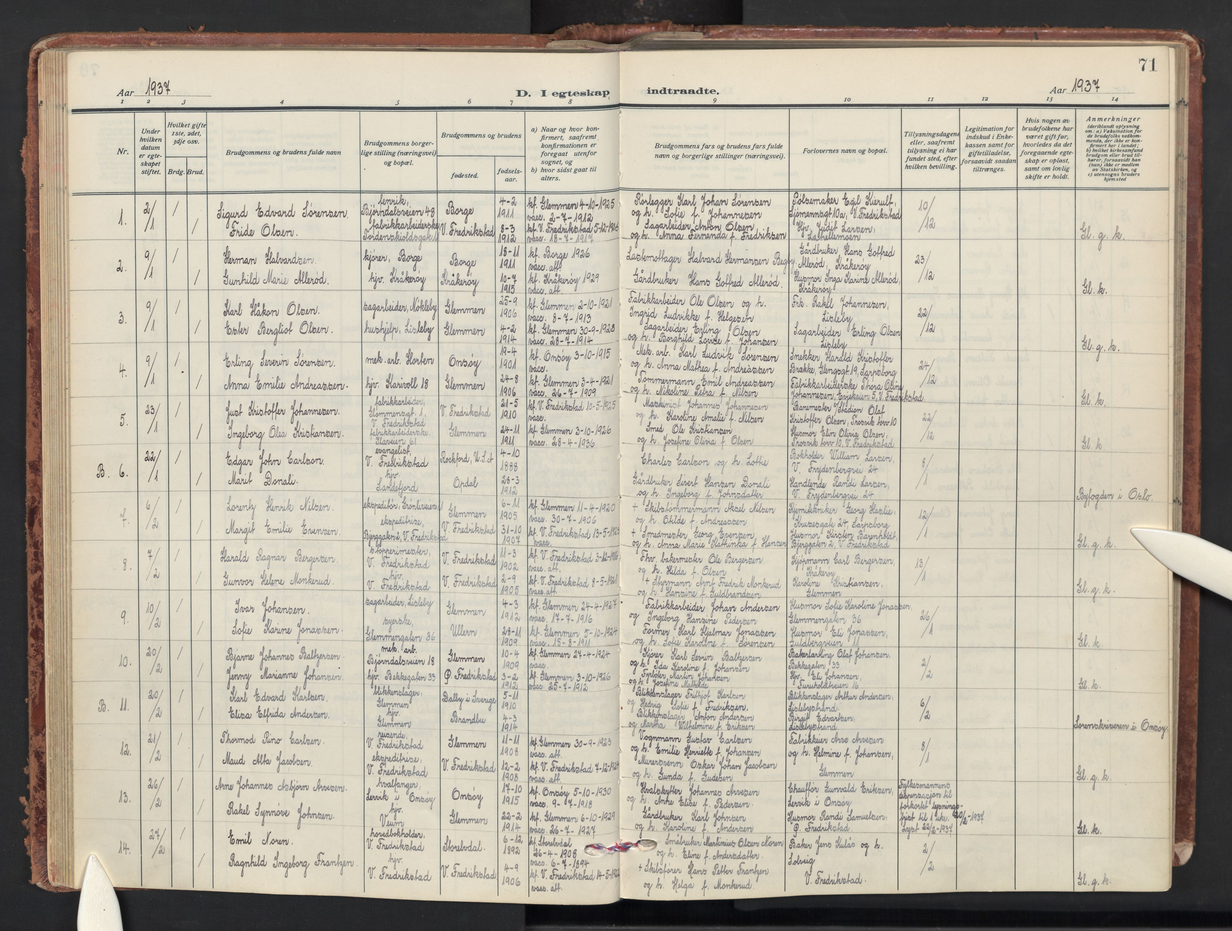 Glemmen prestekontor Kirkebøker, AV/SAO-A-10908/G/Ga/L0010: Parish register (copy) no. 10, 1928-1951, p. 71