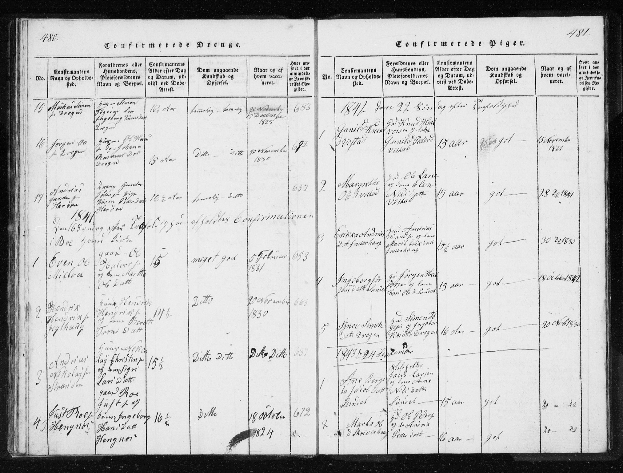 Ministerialprotokoller, klokkerbøker og fødselsregistre - Møre og Romsdal, AV/SAT-A-1454/566/L0772: Parish register (copy) no. 566C01, 1818-1845, p. 480-481