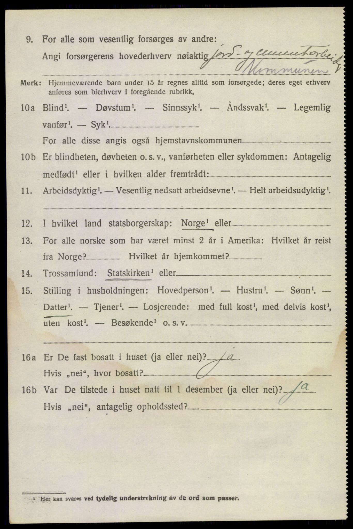 SAKO, 1920 census for Sandeherred, 1920, p. 9551