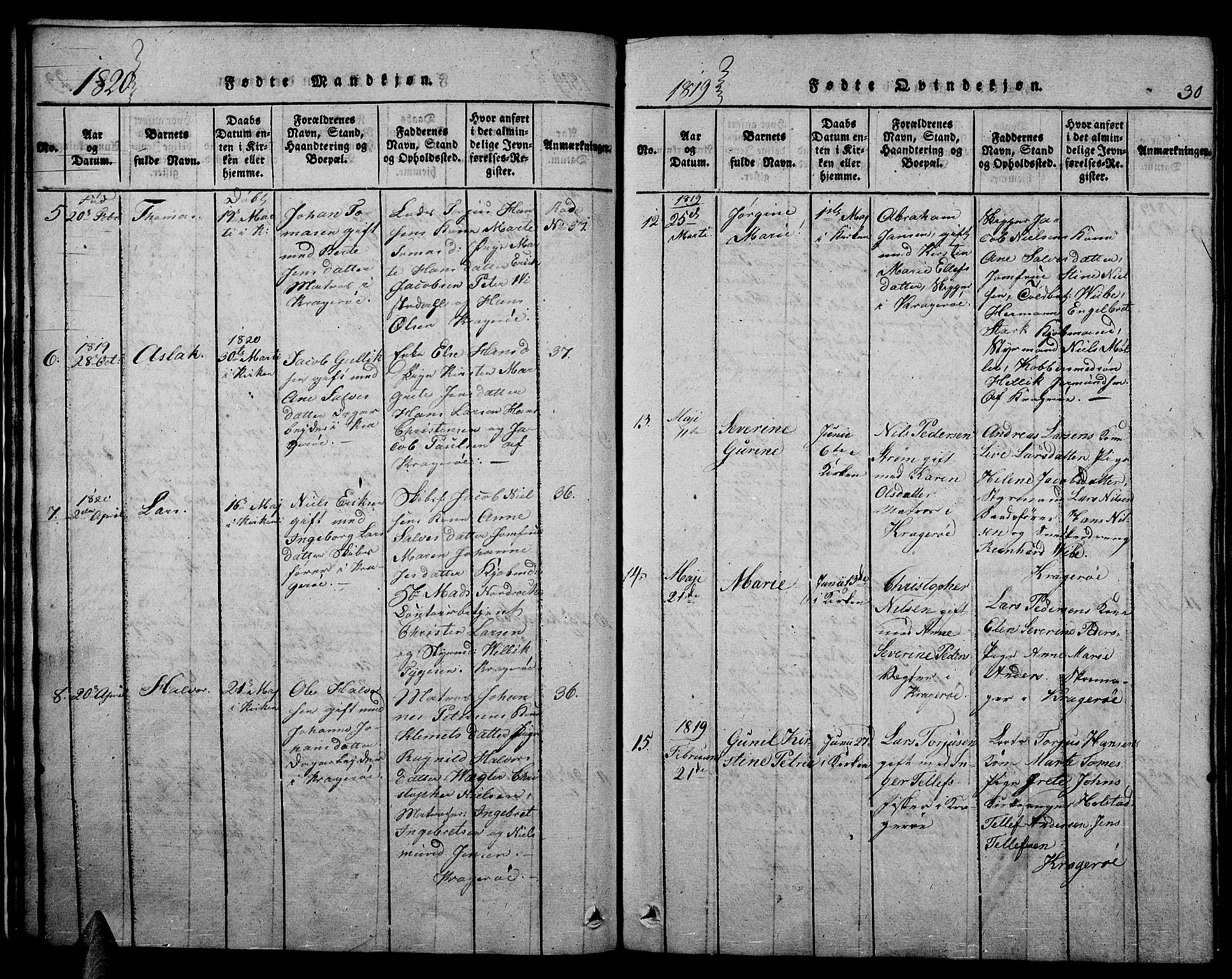 Kragerø kirkebøker, AV/SAKO-A-278/F/Fa/L0004: Parish register (official) no. 4, 1814-1831, p. 30