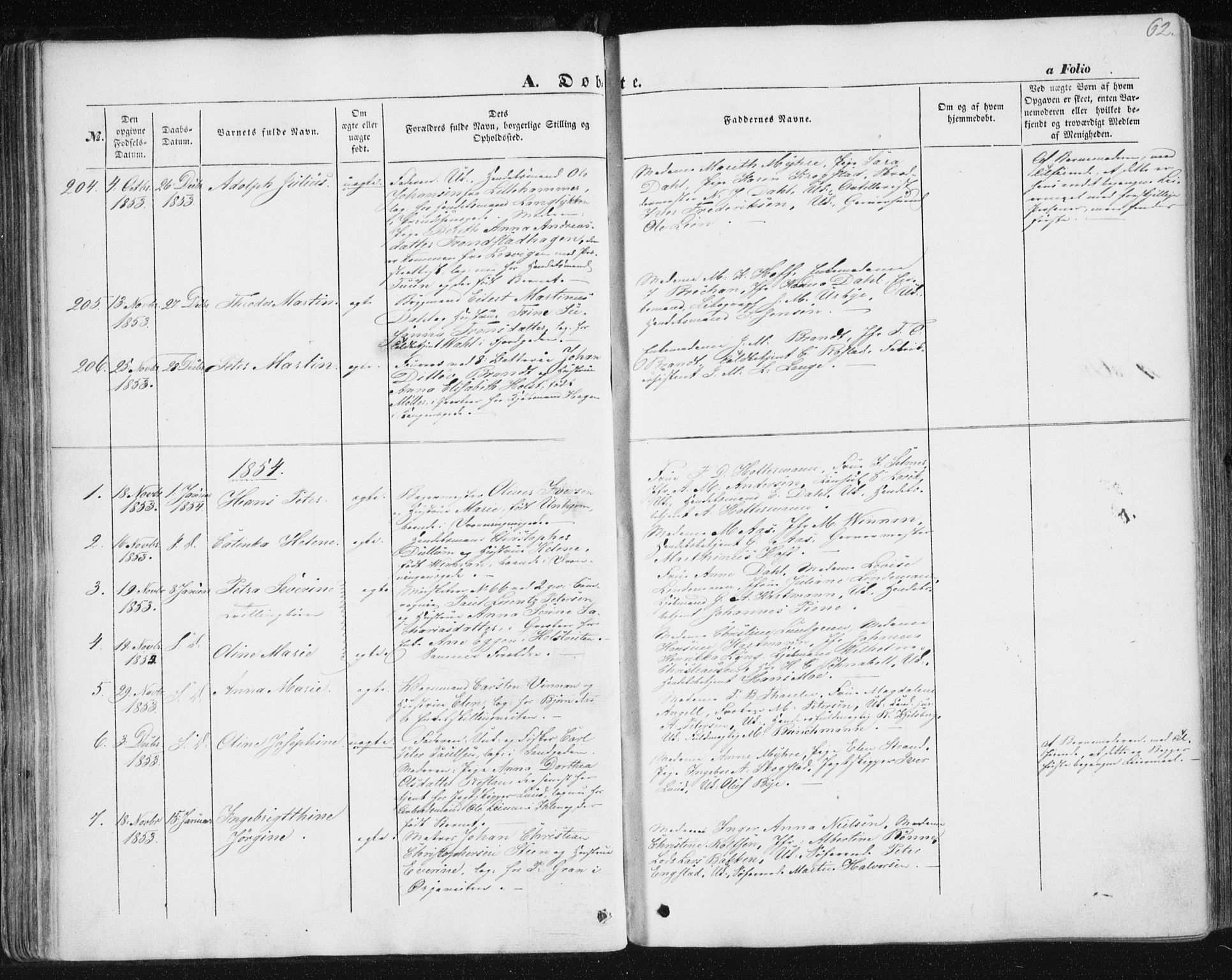 Ministerialprotokoller, klokkerbøker og fødselsregistre - Sør-Trøndelag, SAT/A-1456/602/L0112: Parish register (official) no. 602A10, 1848-1859, p. 62
