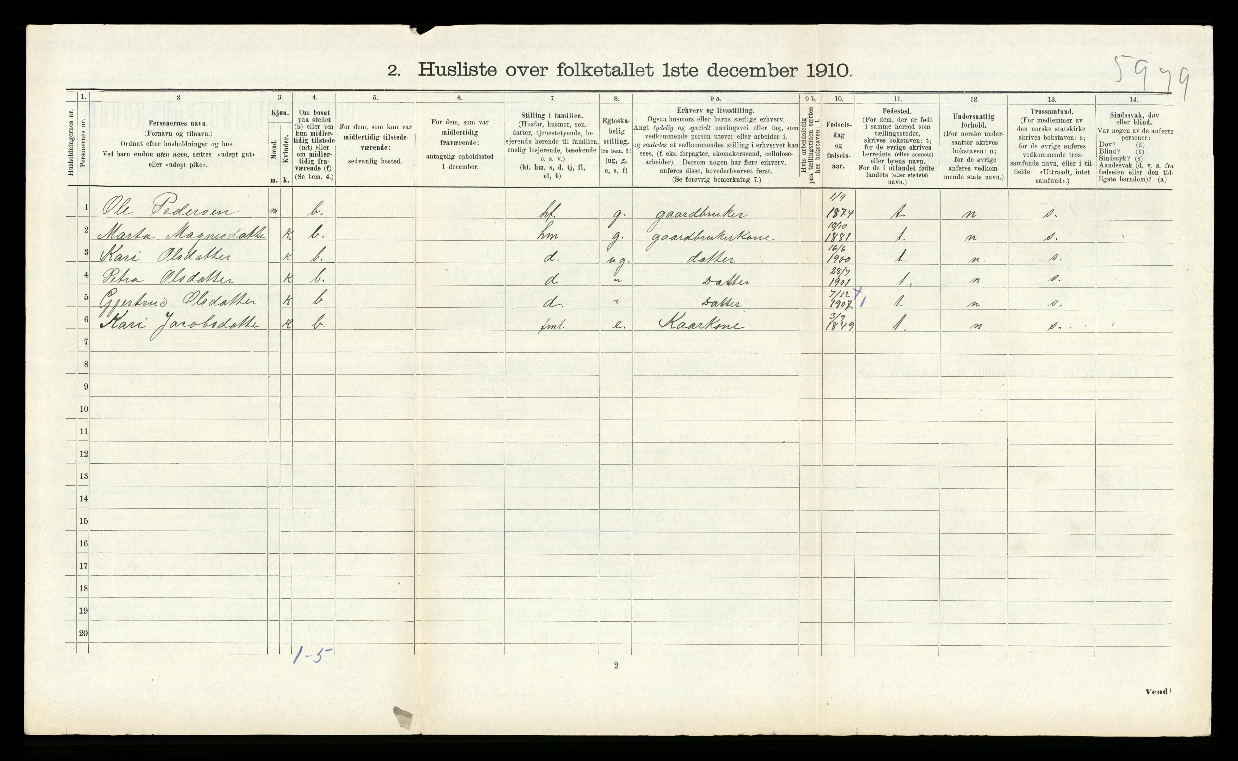 RA, 1910 census for Alversund, 1910, p. 933