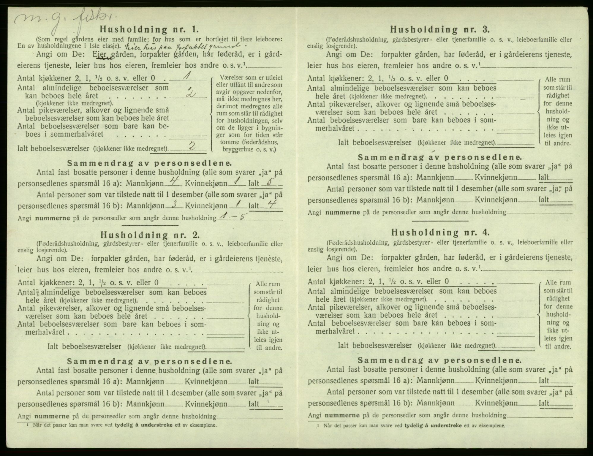 SAB, 1920 census for Sund, 1920, p. 595