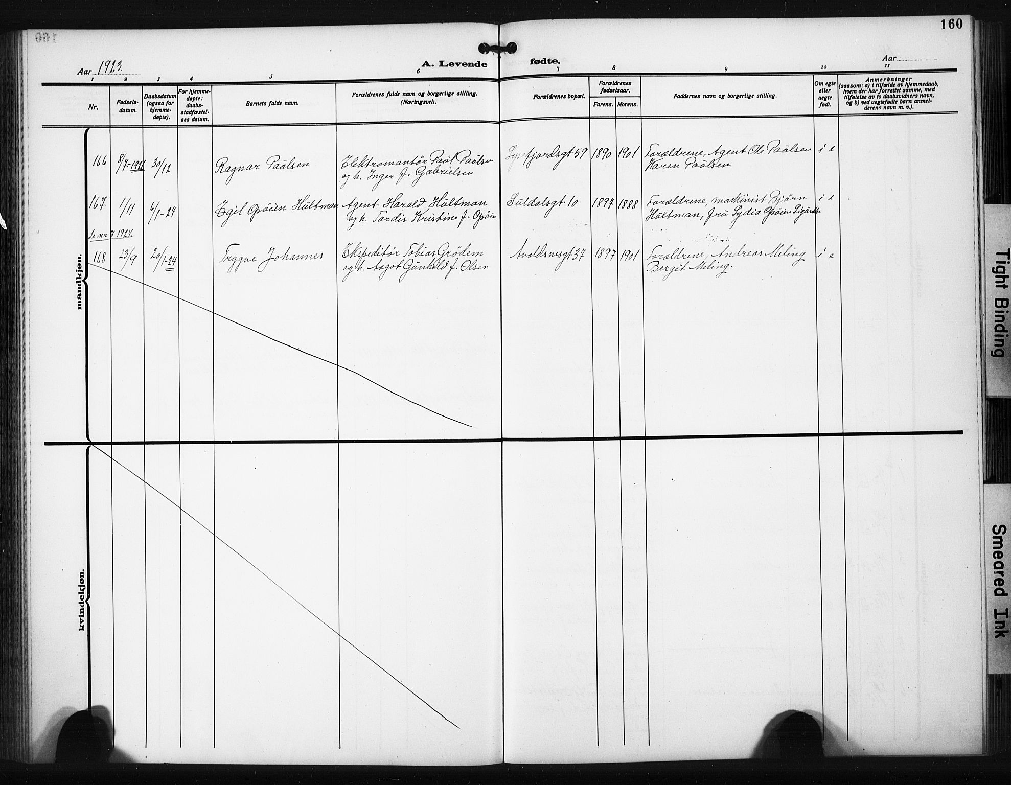 St. Johannes sokneprestkontor, AV/SAST-A-101814/001/30/30BB/L0008: Parish register (copy) no. B 8, 1918-1929, p. 160