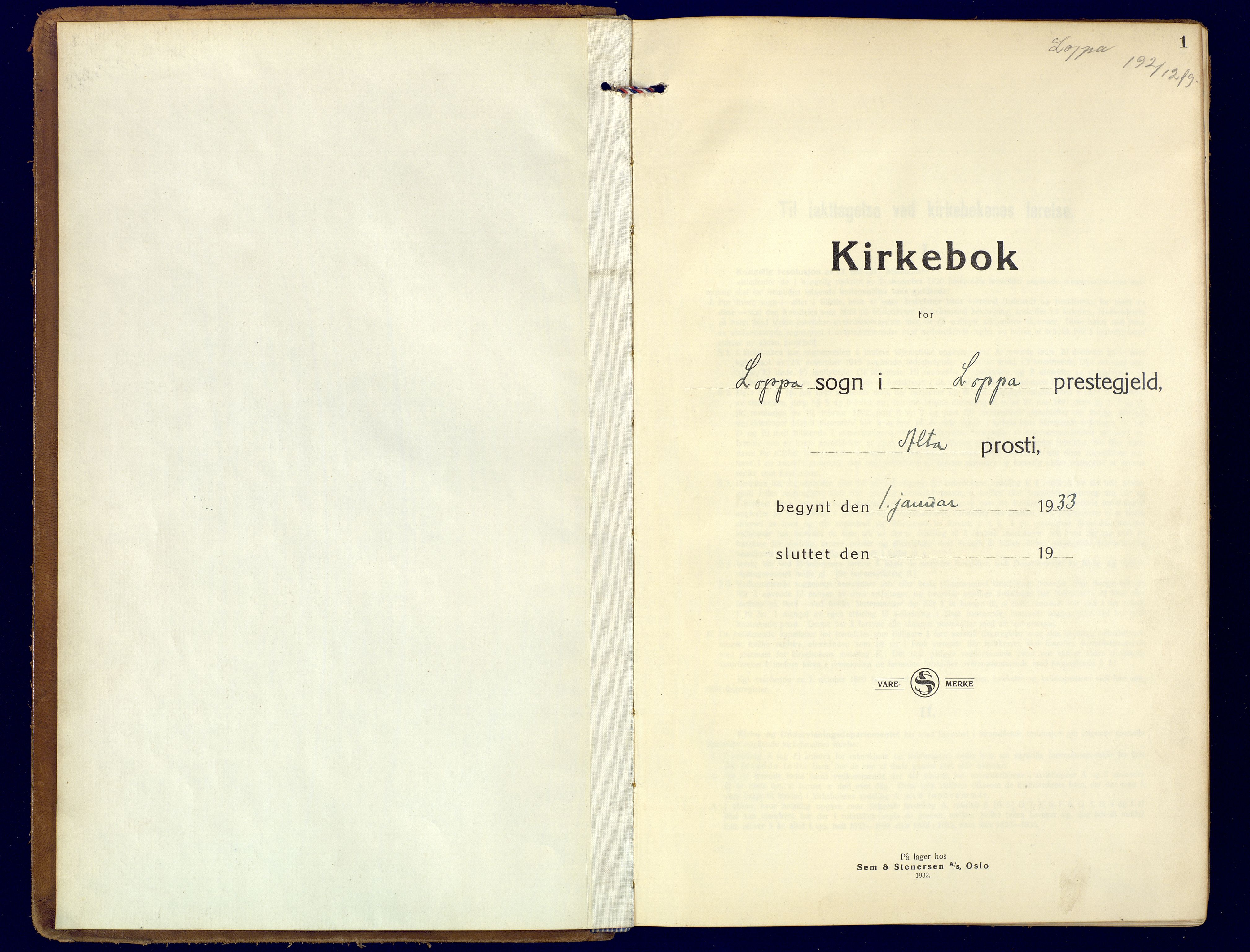 Loppa sokneprestkontor, AV/SATØ-S-1339/H/Ha/L0014kirke: Parish register (official) no. 14, 1933-1942