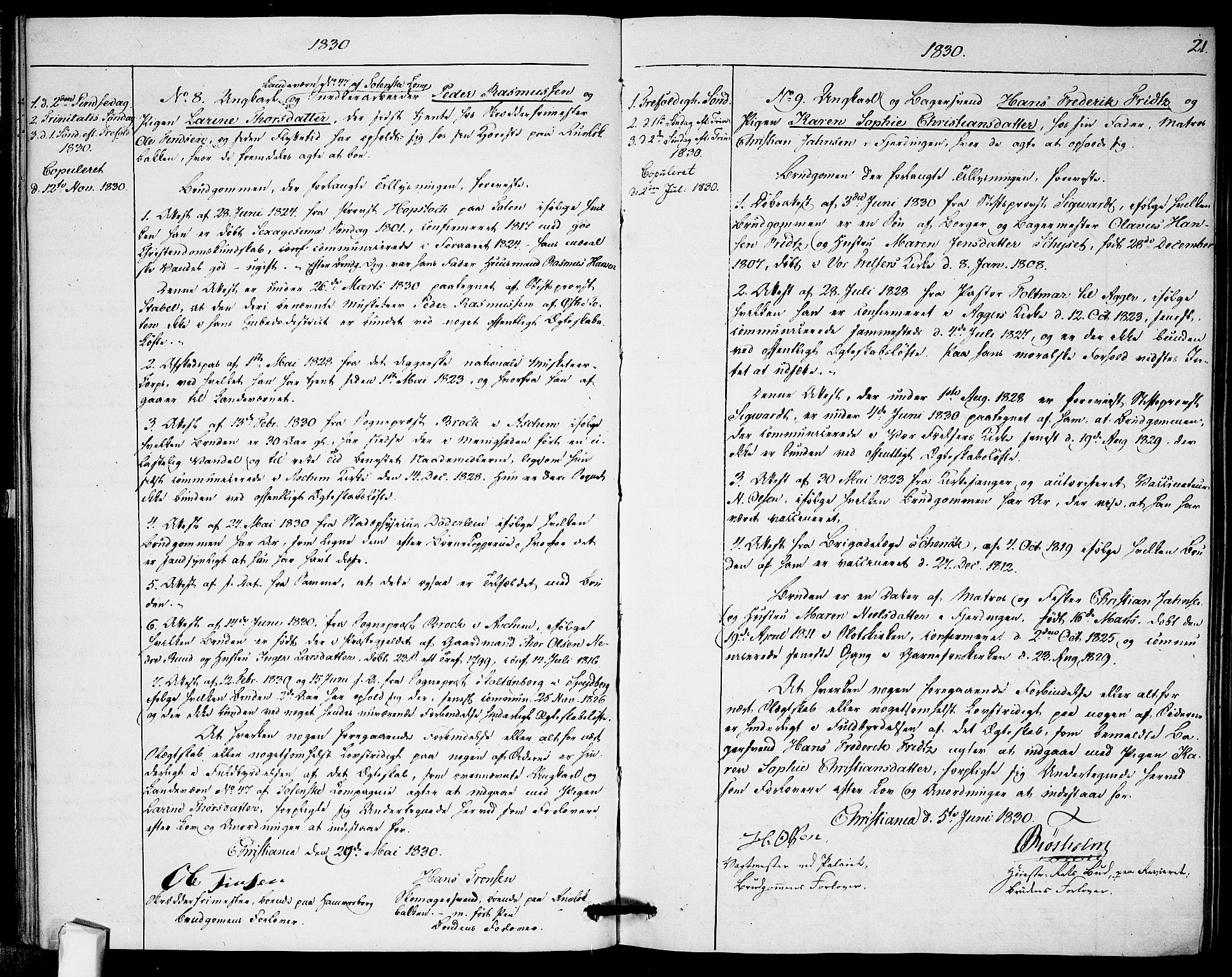 Garnisonsmenigheten Kirkebøker, AV/SAO-A-10846/H/Ha/L0002: Banns register no. I 2, 1829-1835, p. 21