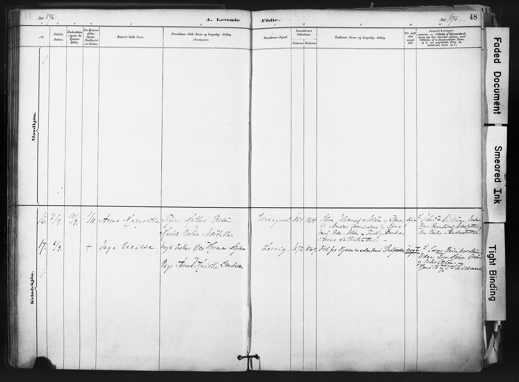 Hammerfest sokneprestkontor, SATØ/S-1347: Parish register (official) no. 11 /1, 1885-1897, p. 48