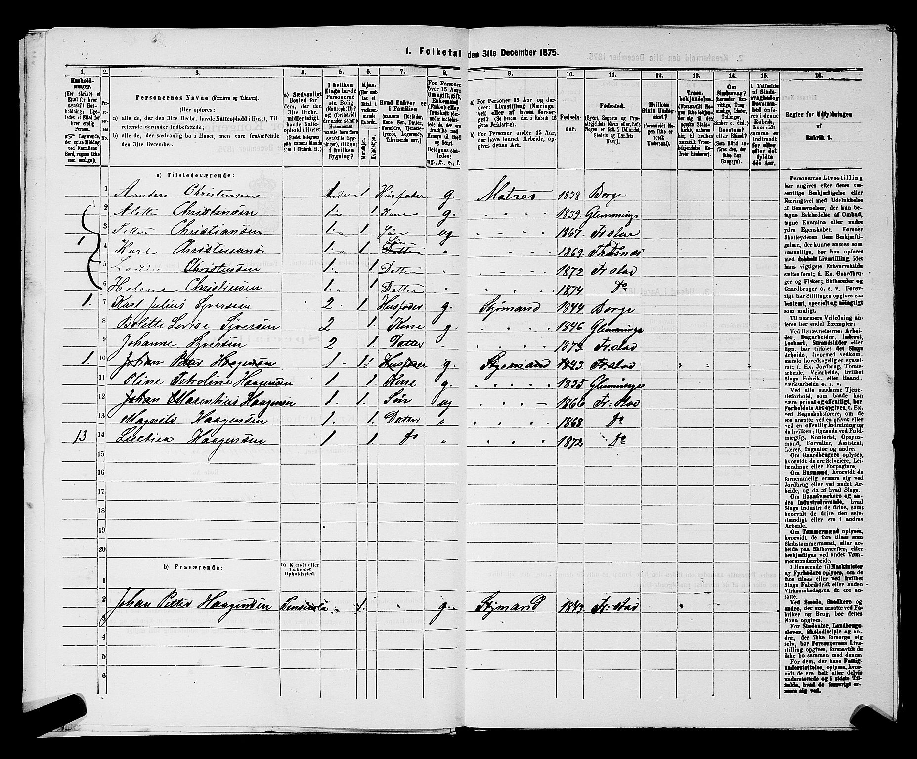RA, 1875 census for 0103B Fredrikstad/Fredrikstad, 1875, p. 1298