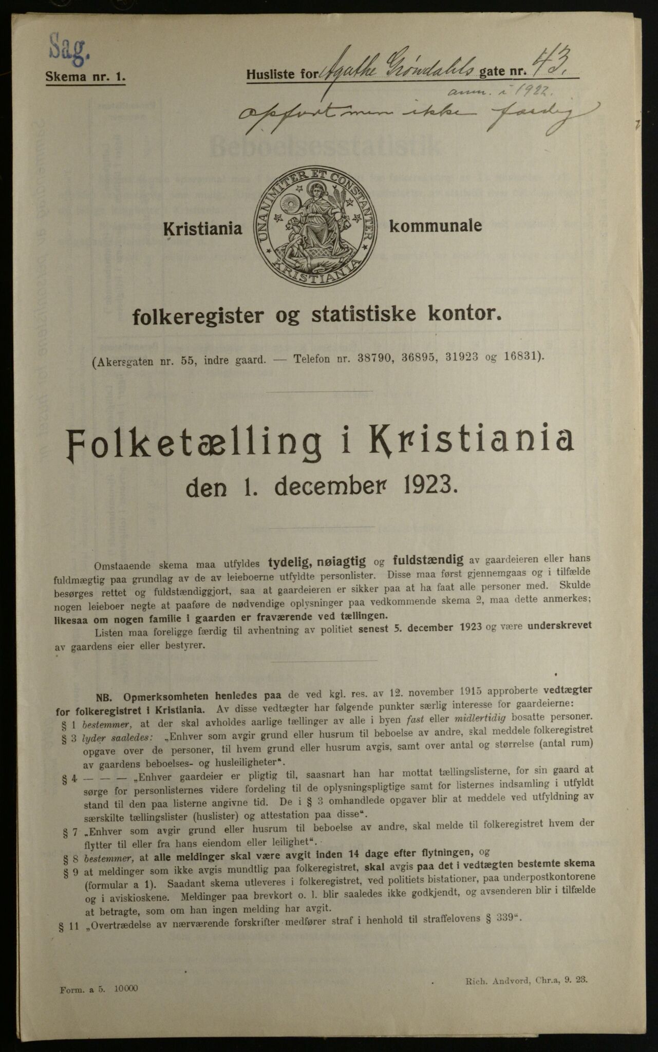 OBA, Municipal Census 1923 for Kristiania, 1923, p. 362