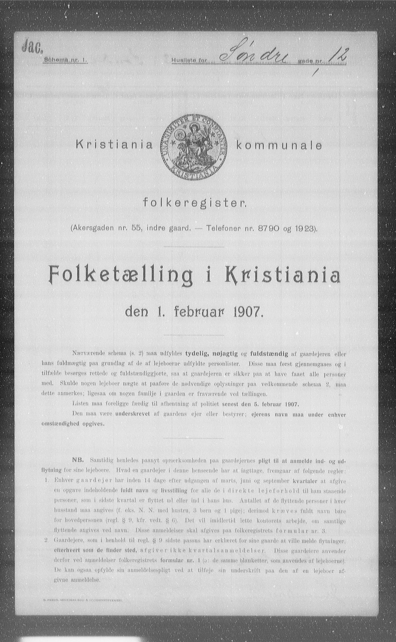 OBA, Municipal Census 1907 for Kristiania, 1907, p. 54129