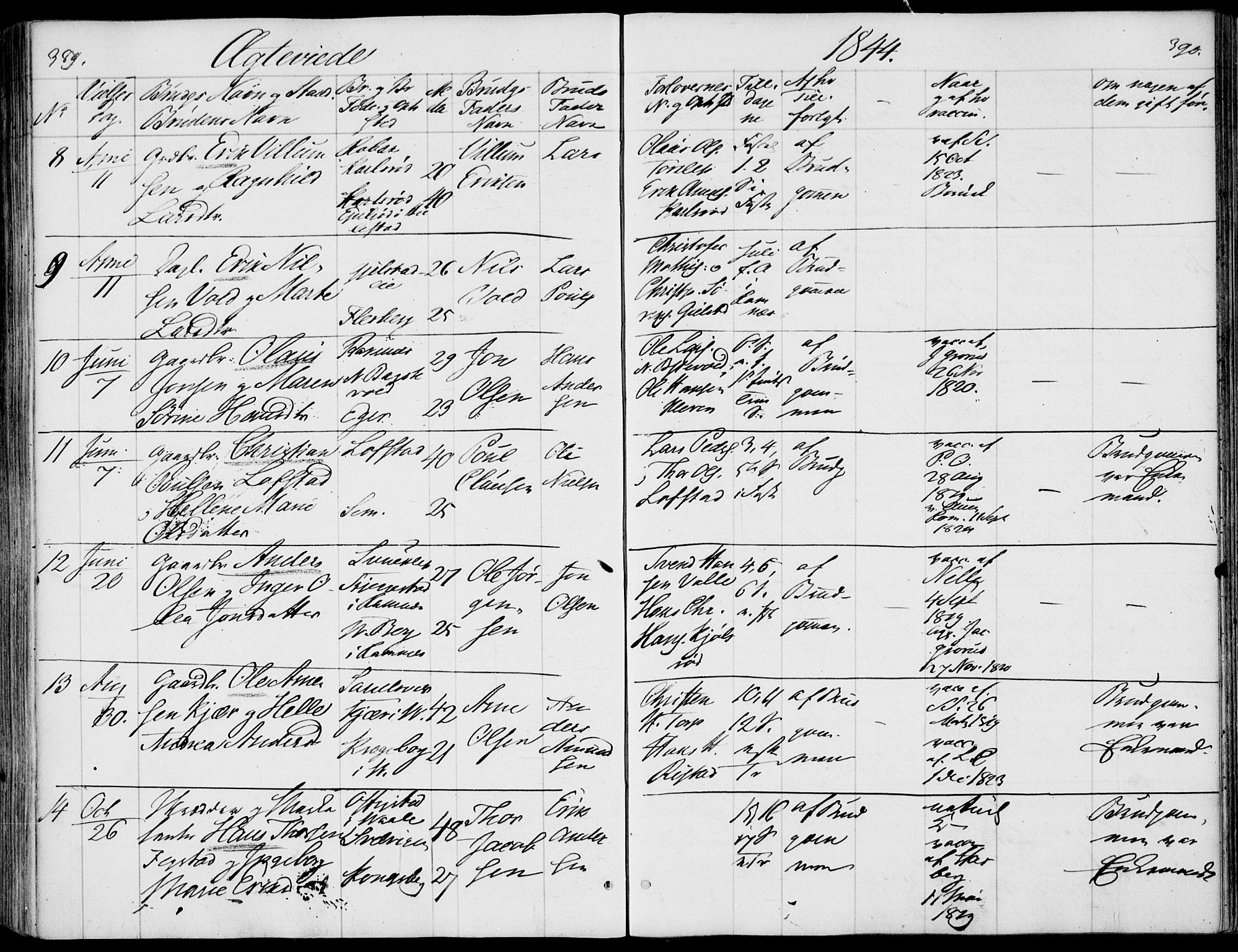 Våle kirkebøker, AV/SAKO-A-334/F/Fa/L0009a: Parish register (official) no. I 9A, 1839-1860, p. 389-390