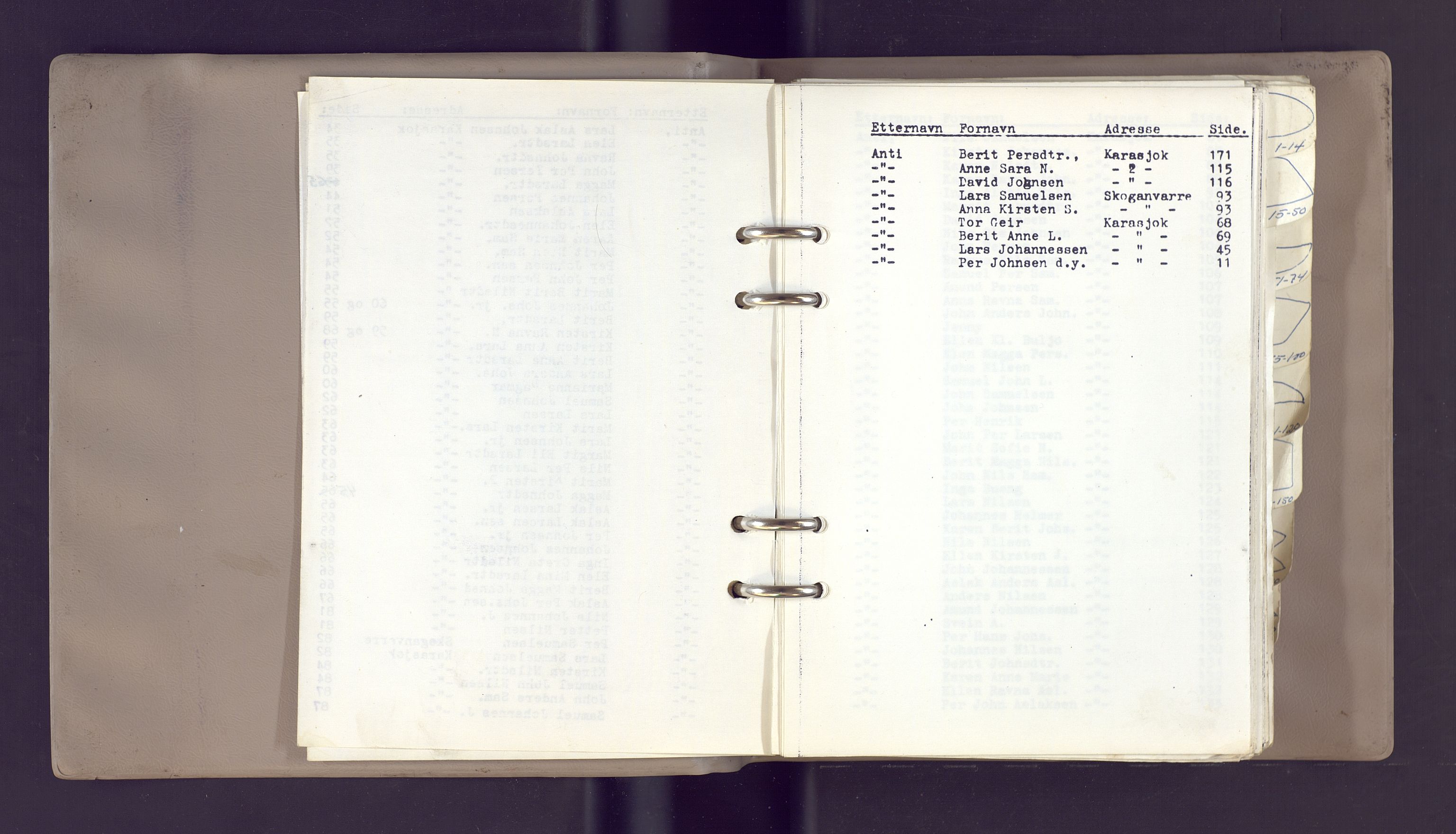 Lappefogden i Finnmark/Reindriftsforvaltningen Øst-Finnmark, AV/SATØ-S-1461/G/Gd/L0002/0001: Reinmerkeregisterprotokoller / Reinmerkeregisterprotokoll for Karasjok reinsogn, 1967