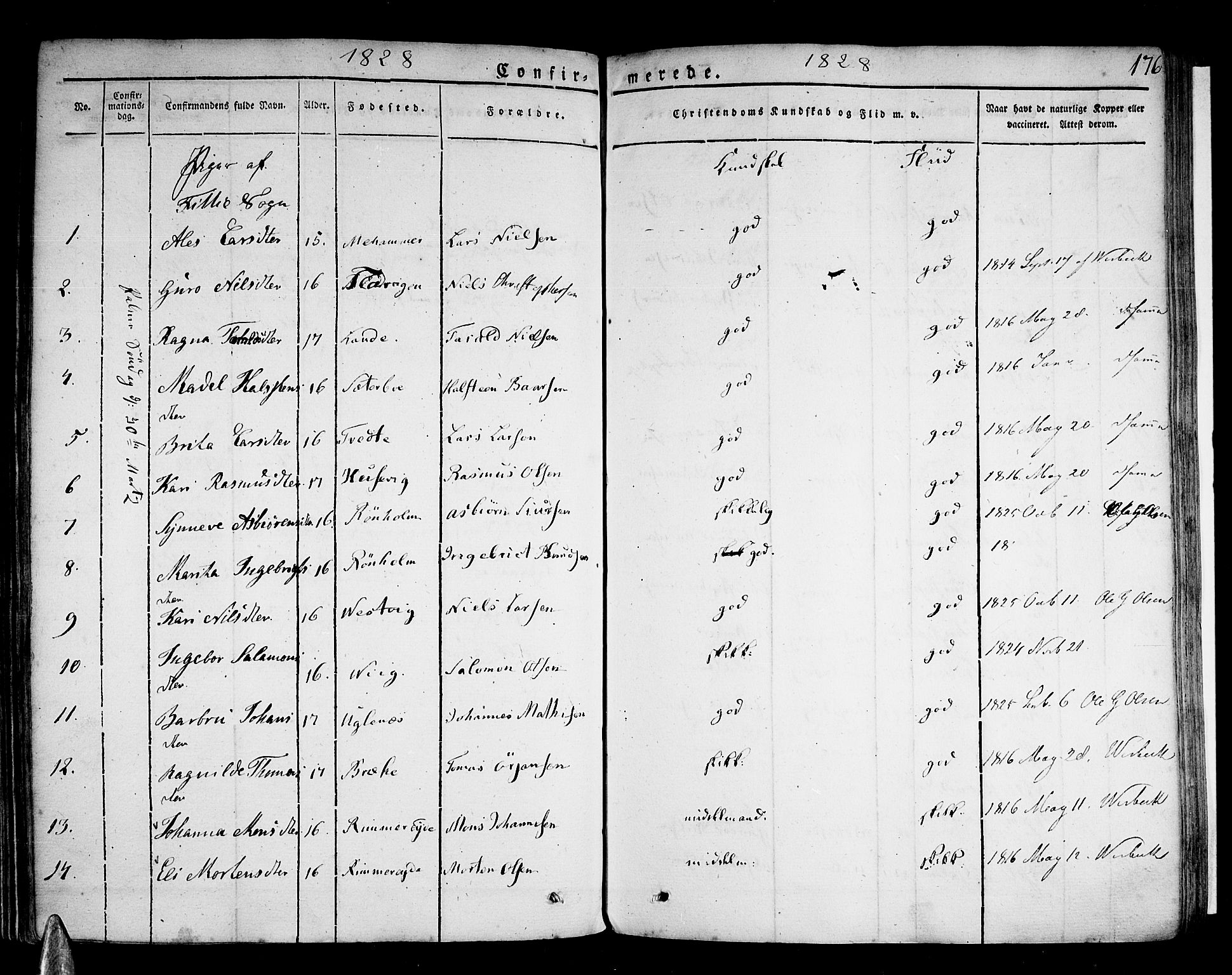 Stord sokneprestembete, AV/SAB-A-78201/H/Haa: Parish register (official) no. A 6, 1826-1840, p. 176